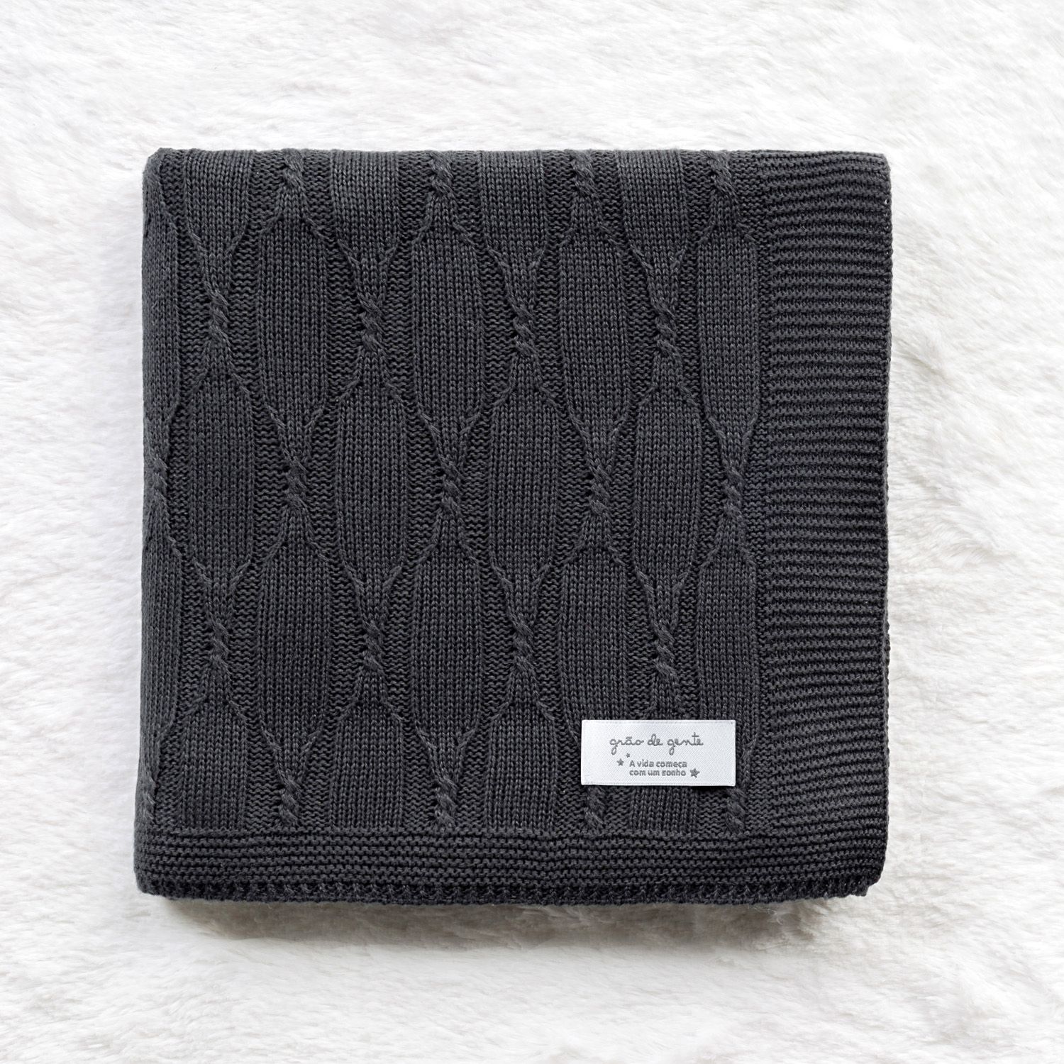 Manta Bebê Tricot Trama Aram Verde Musgo 80cm