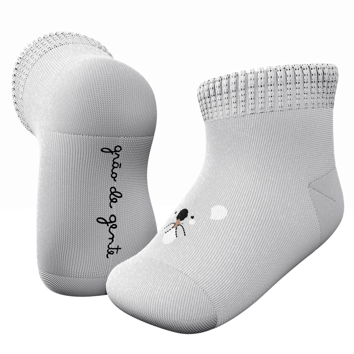 Kit Meia Bebê Coala Cinza 2 Pares