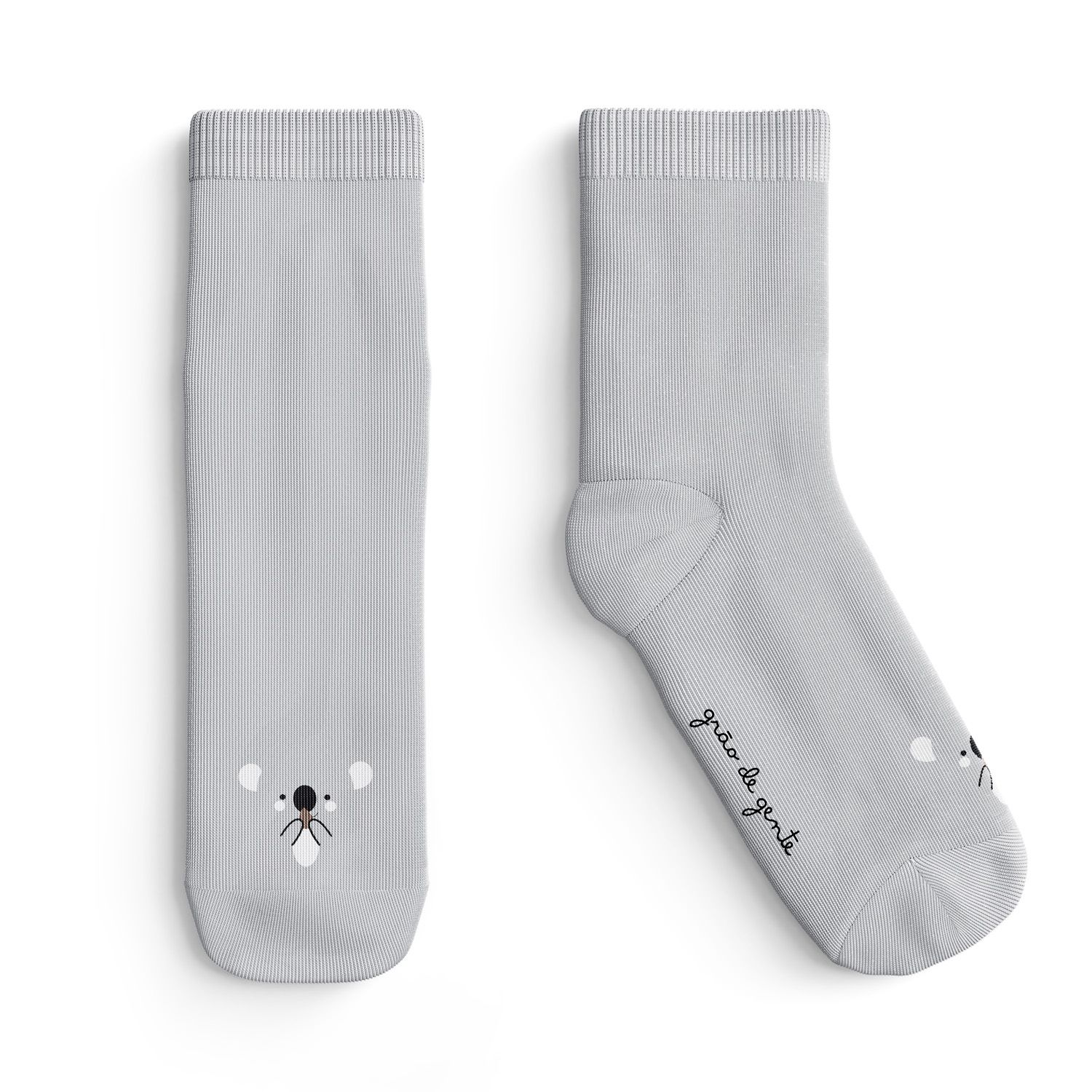 Kit Meia Bebê Coala Cinza 2 Pares