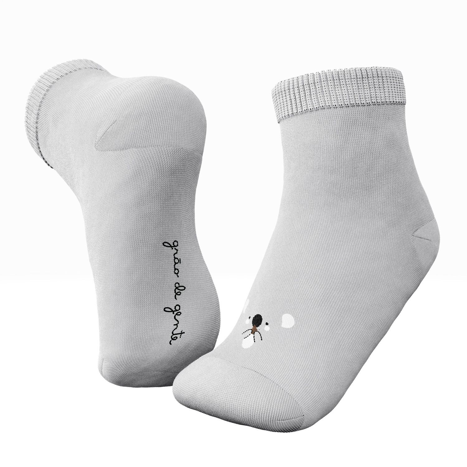 Kit Meia Bebê Coala Cinza 2 Pares