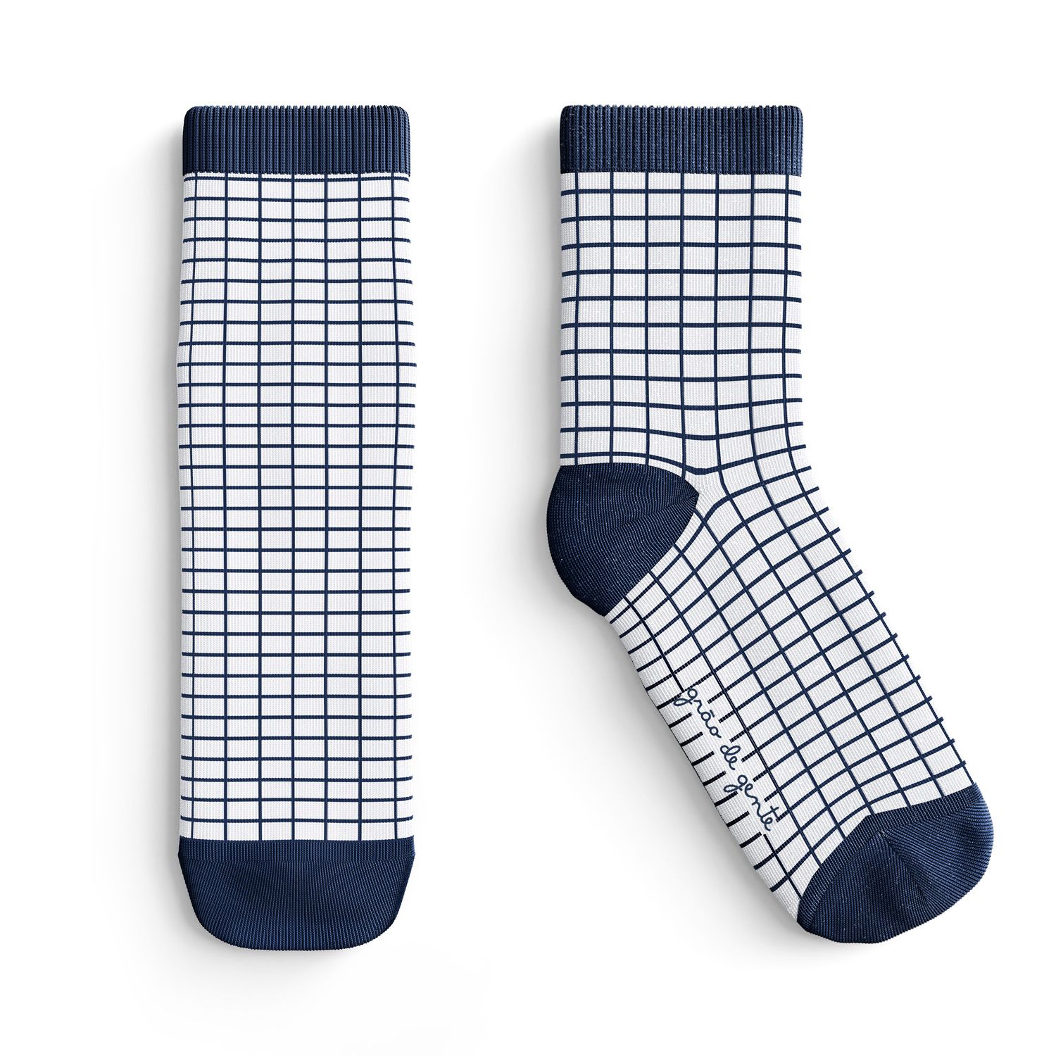 Kit Meia Bebê Grid Azul Marinho 2 Pares