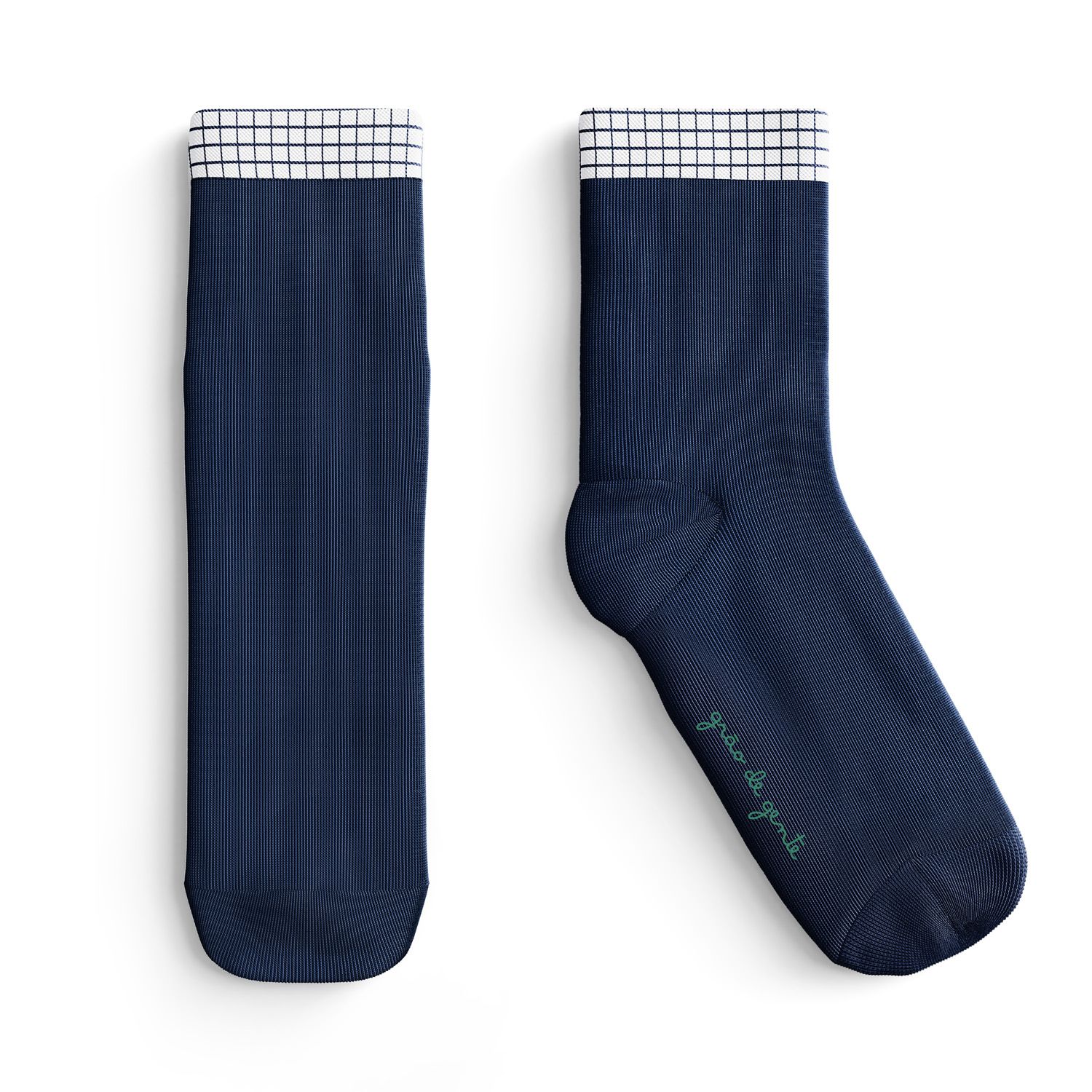 Kit Meia Bebê Grid Azul Marinho 2 Pares