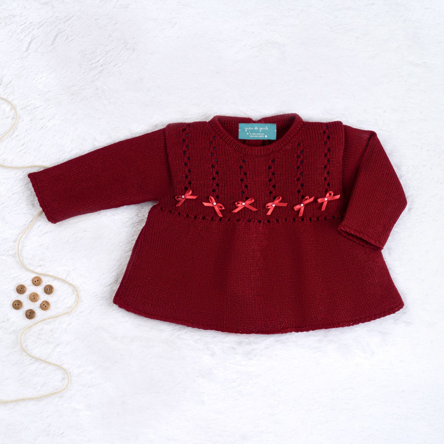 Vestido Tricot Principessa com Pérolas Rosa