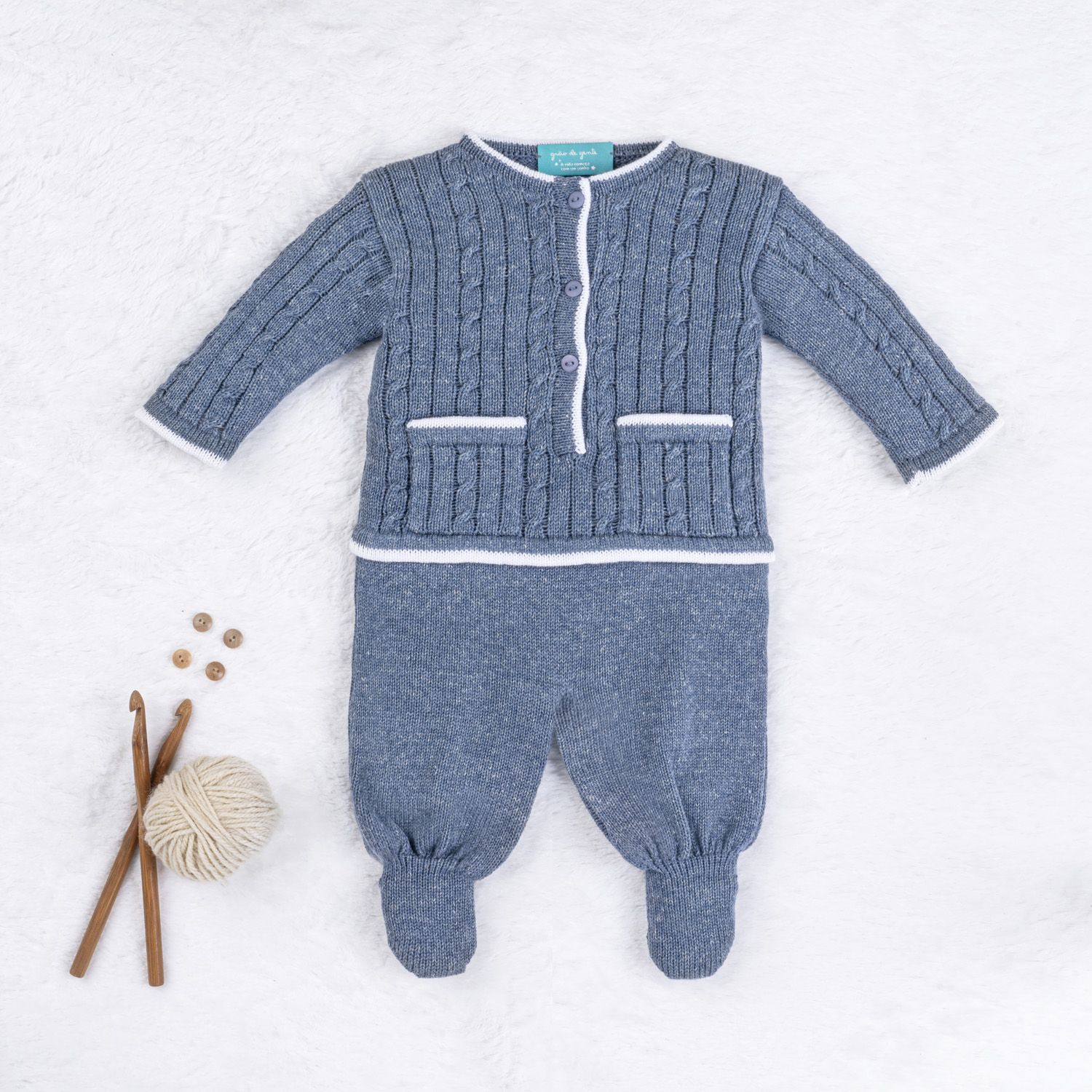 Macacão Tricot Trança Navy Azul Marinho