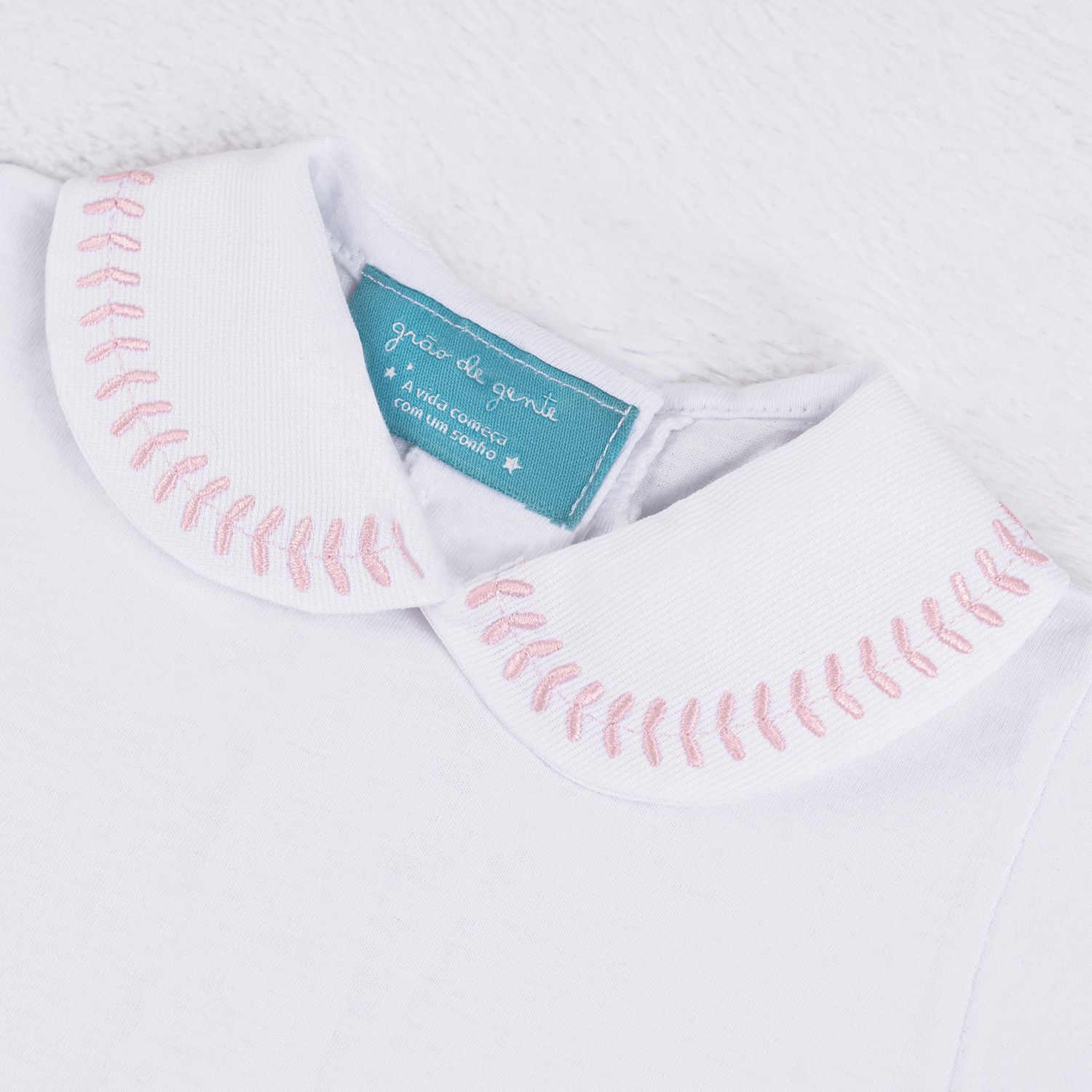 Body Manga Longa Bordado Gola Bebê Amarelo