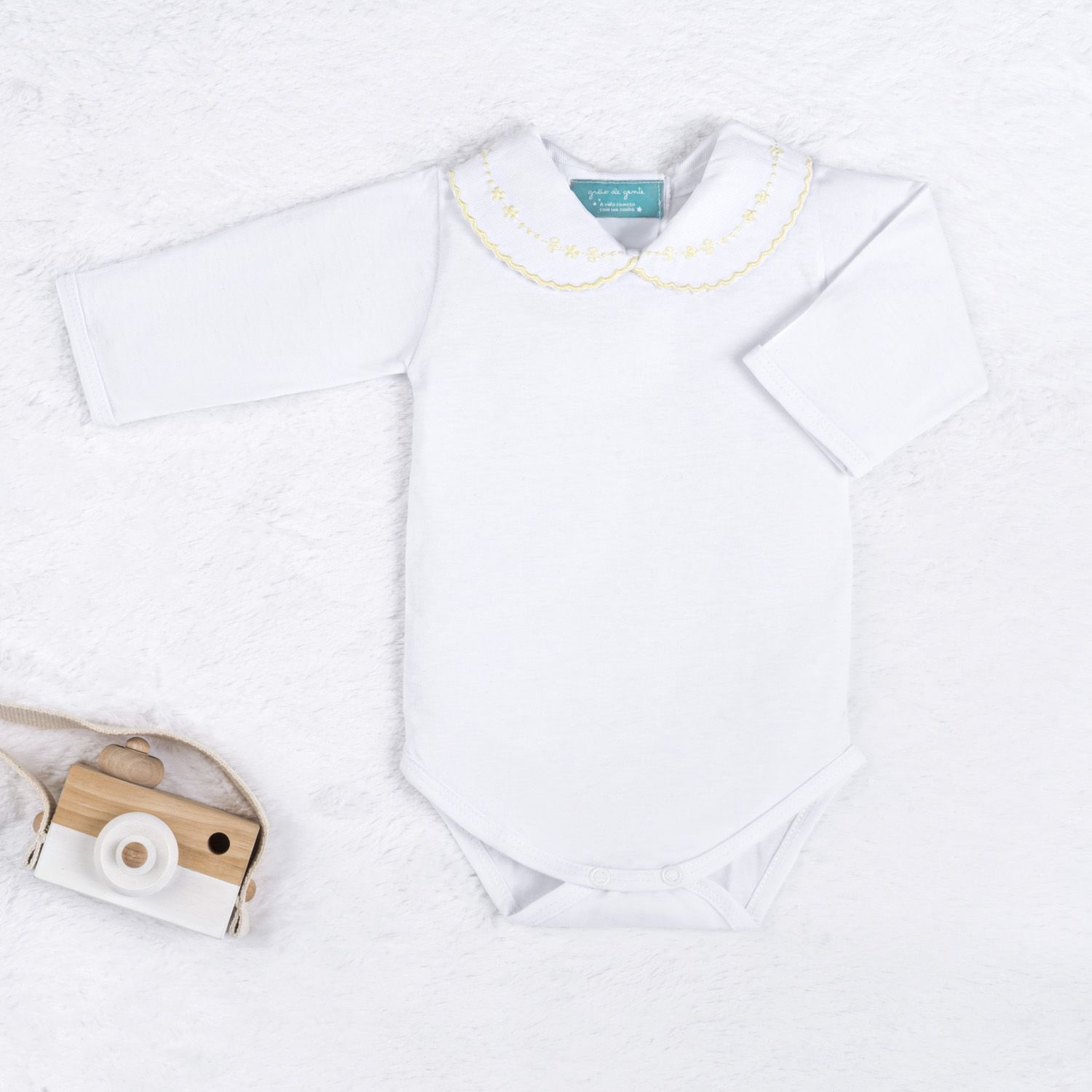 Body Manga Longa Bordado Principessa Rosa