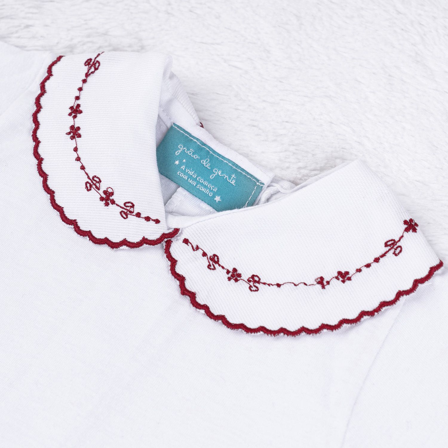 Body Manga Longa Bordado Principessa Rosa