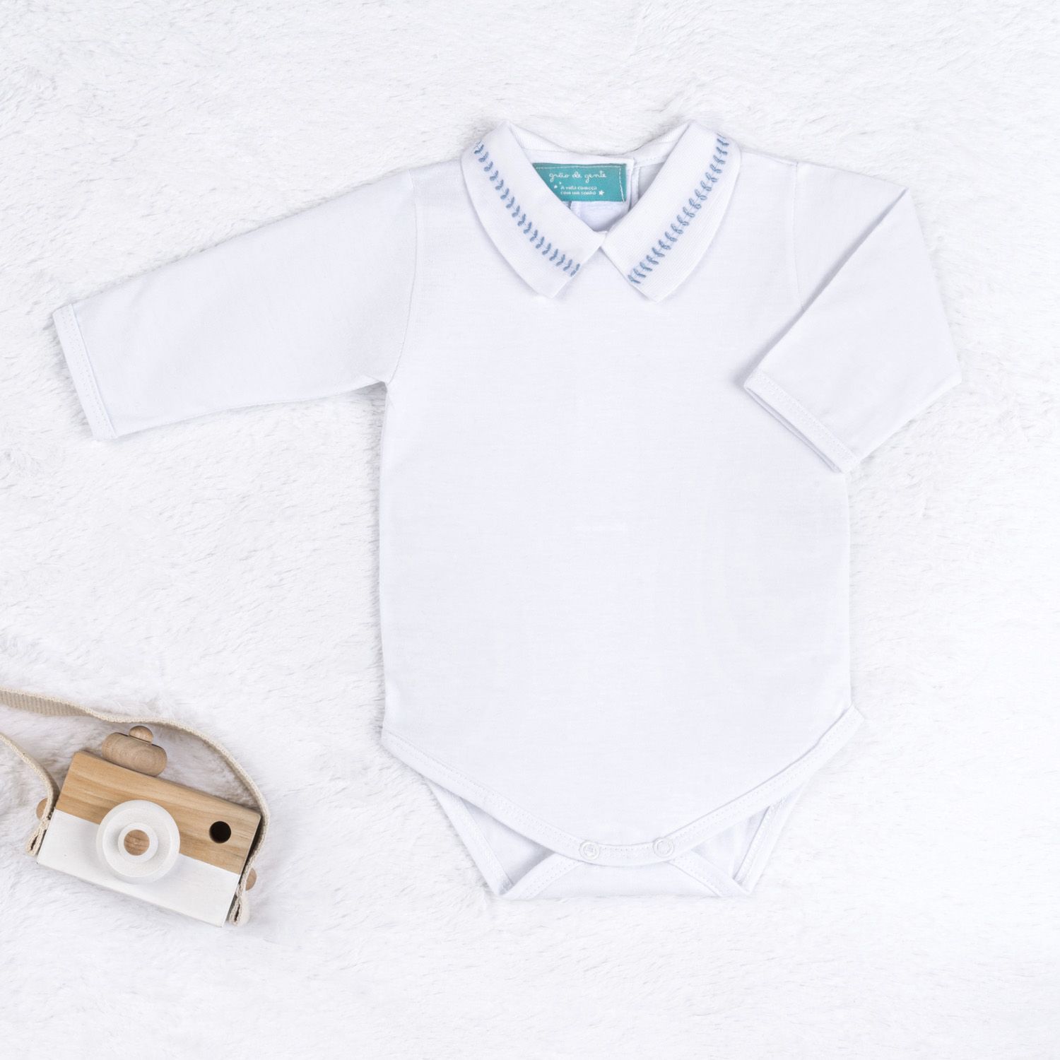 Body Manga Longa Bordado Gola Americana Amarelo