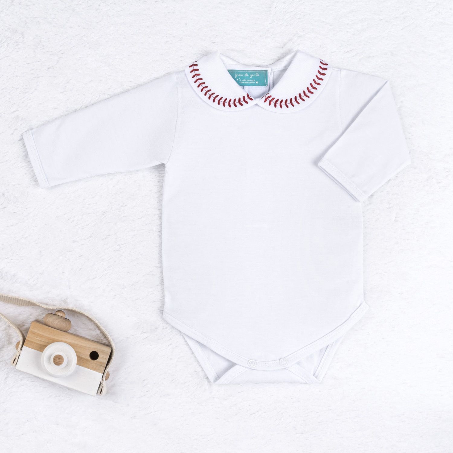 Body Manga Longa Bordado Gola Bebê Amarelo