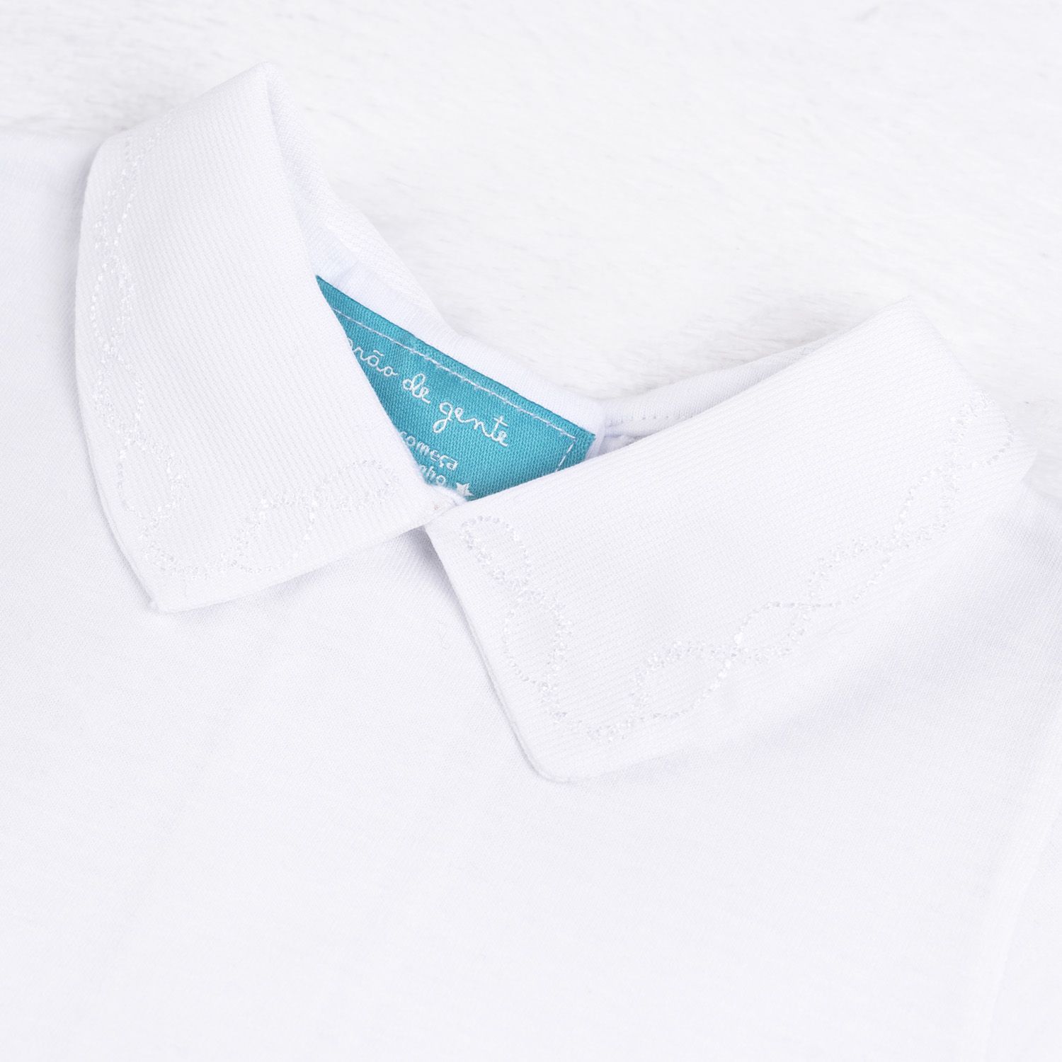 Body Manga Longa Bordado Requinte Cinza