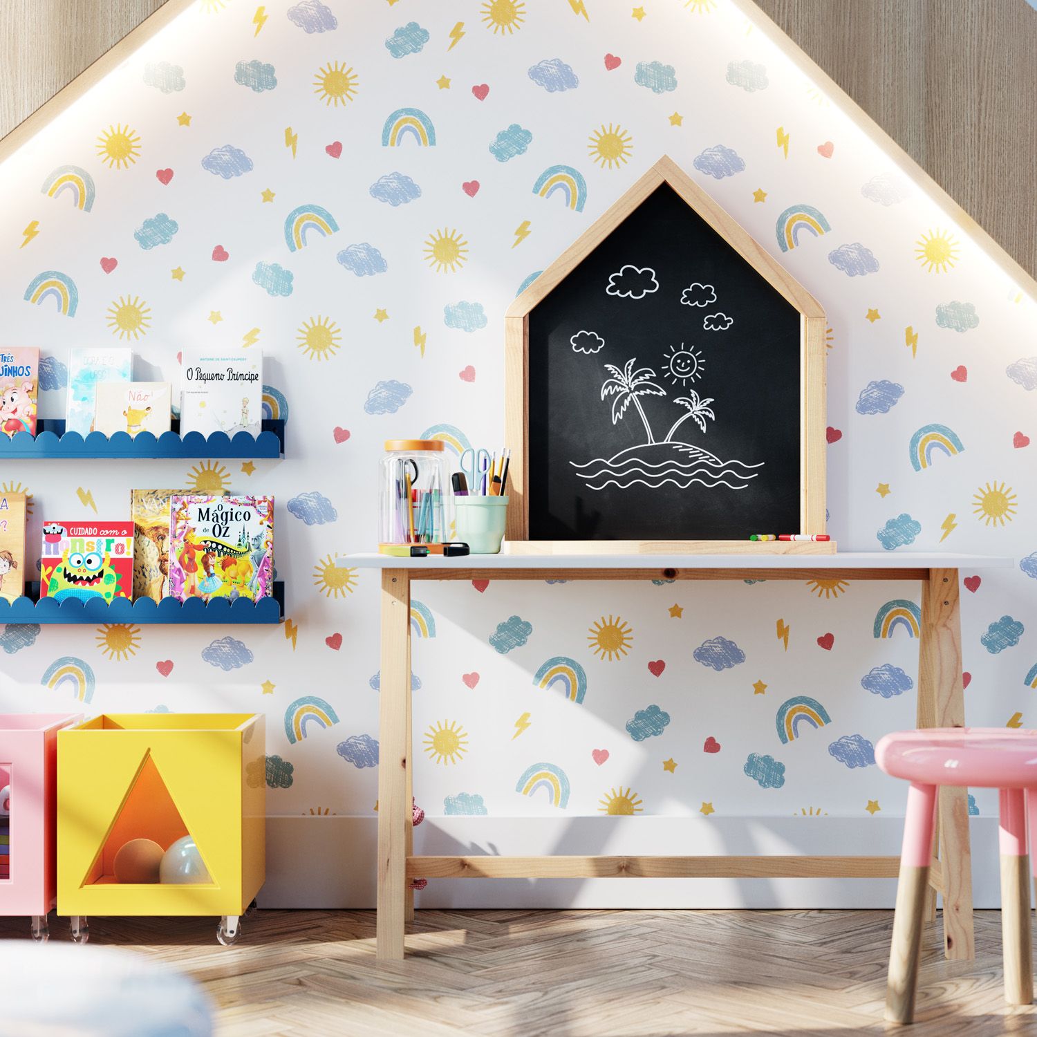 Lousa de Parede Casinha para Desenho Madeira