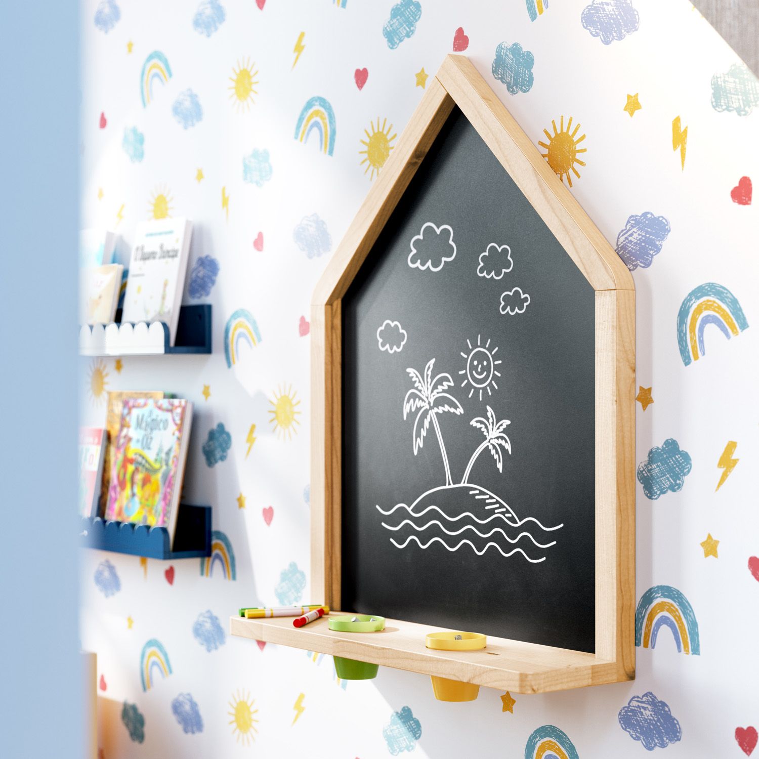 Lousa de Parede Casinha para Desenho Madeira