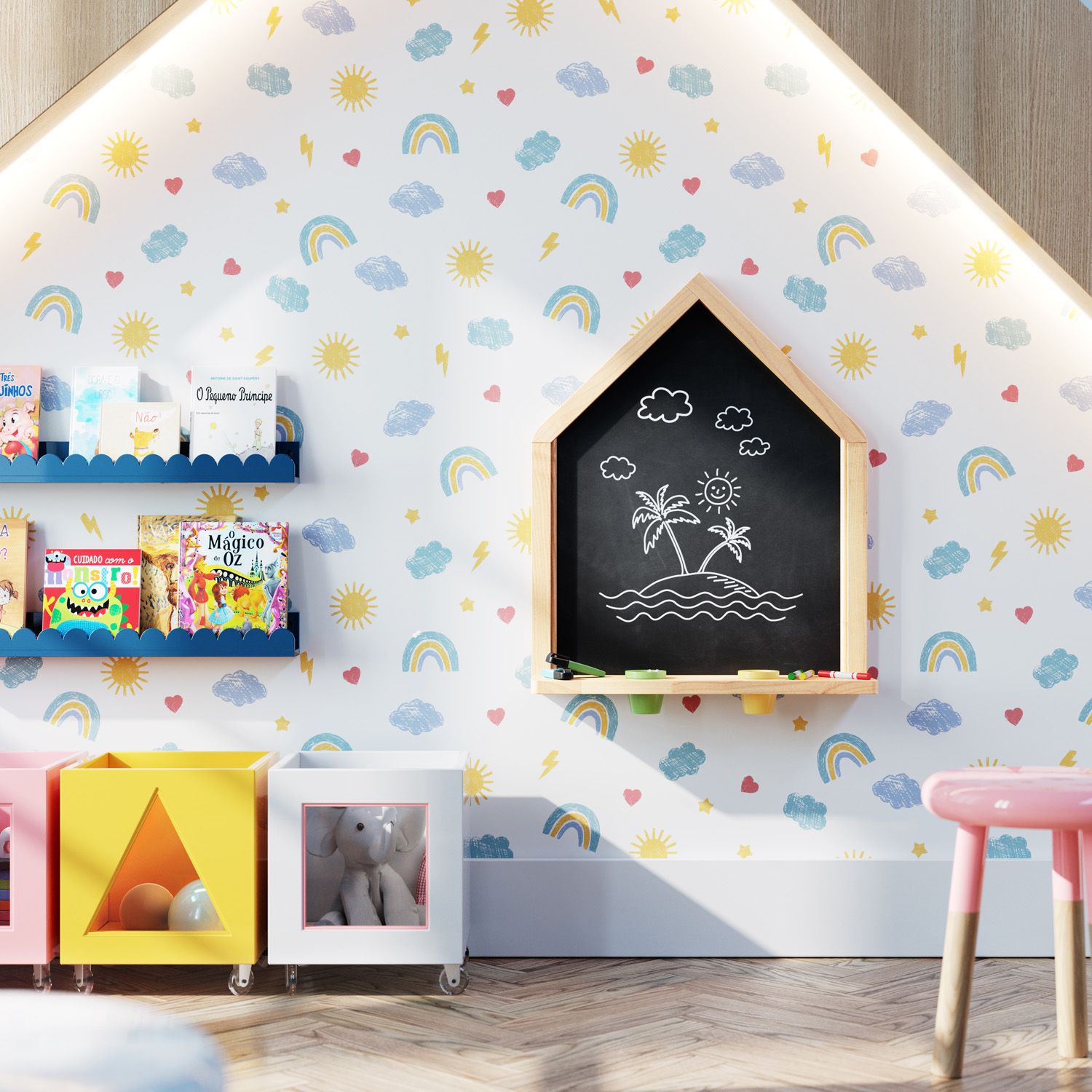 Lousa de Parede Casinha para Desenho Madeira