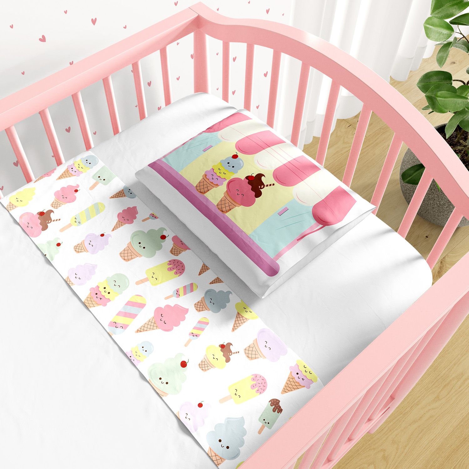 Jogo de Lençol Berço Sorvete Colorê 3 peças