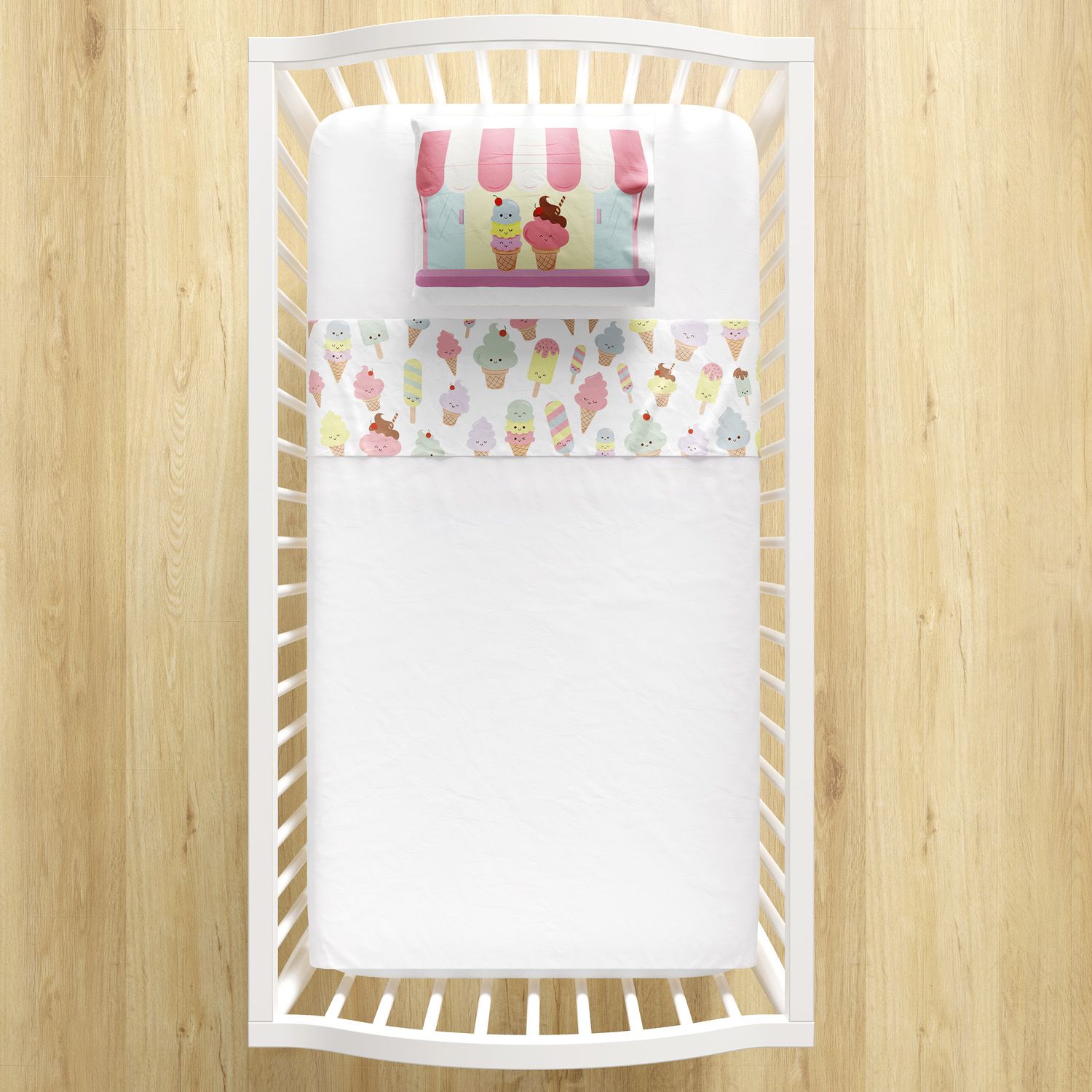 Jogo de Lençol Berço Sorvete Colorê 3 peças