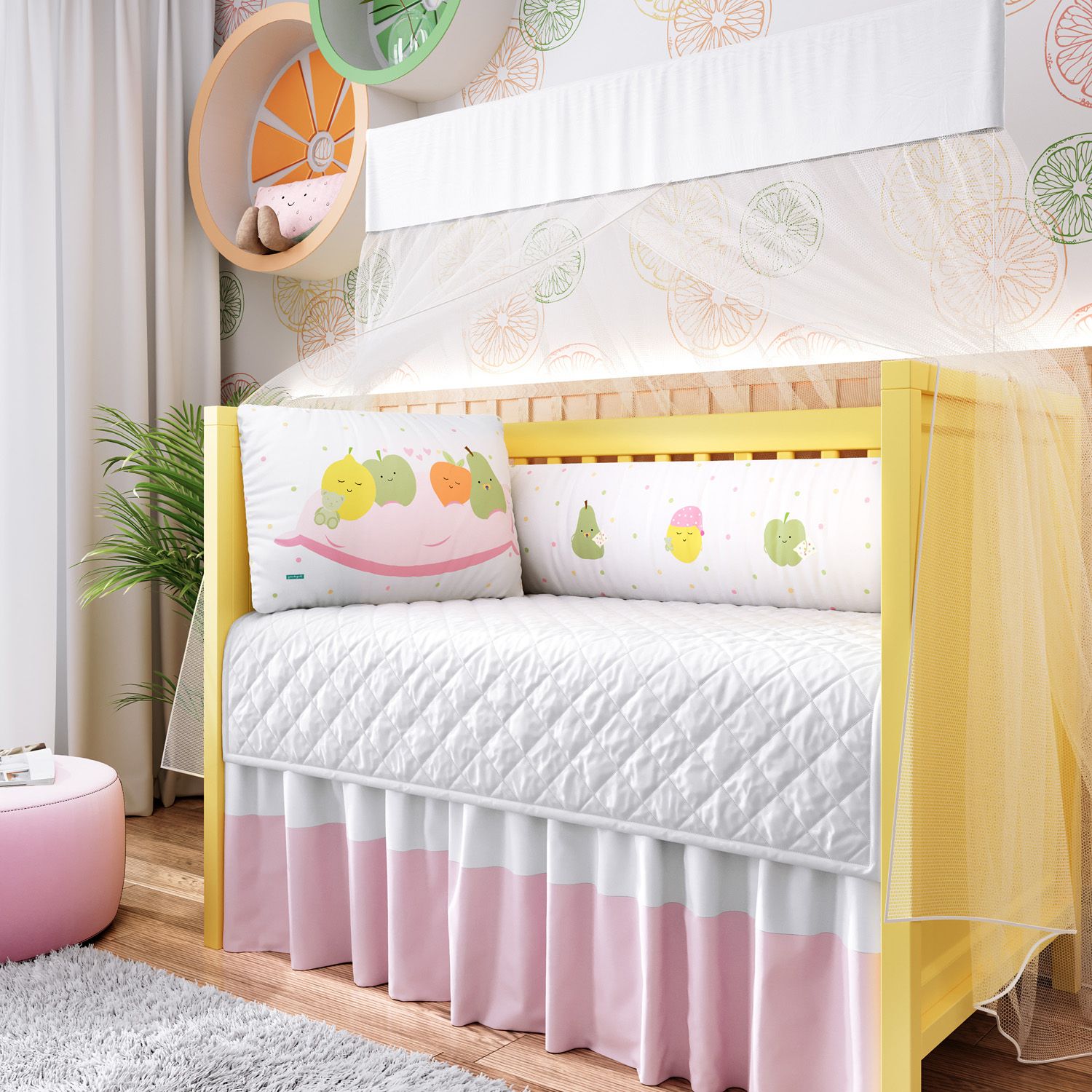 Kit Berço Trança Frutinhas Poá