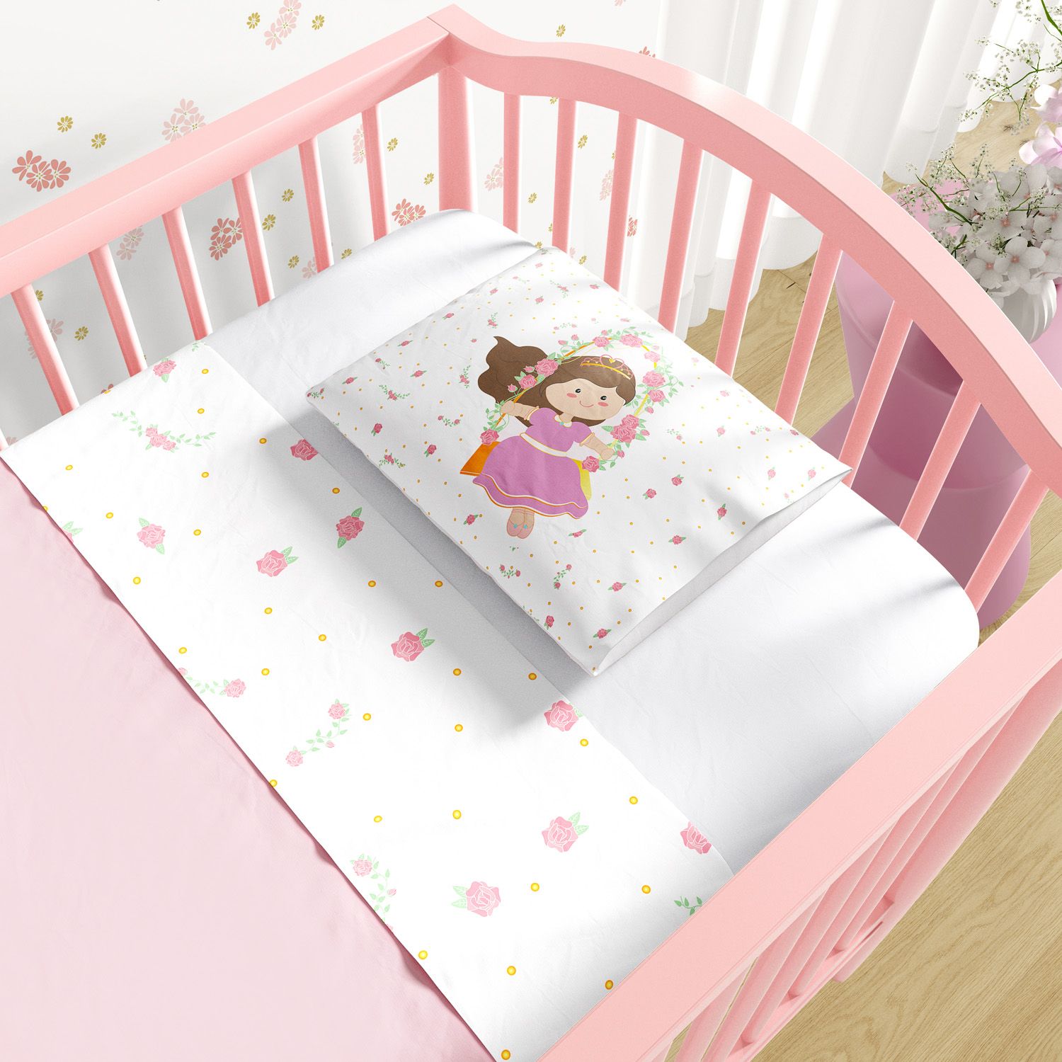 Jogo de Lençol Berço Princesinha Esther 3 peças