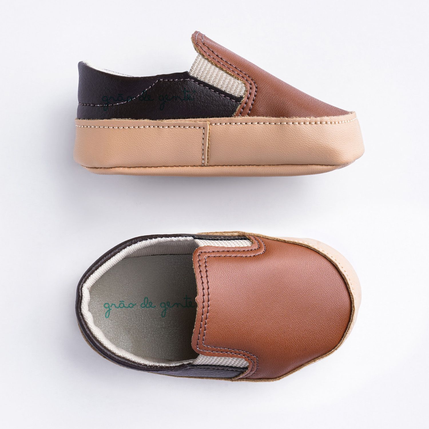 Tênis Bebê Slipper Bicolor Café e Caramelo Tam 18