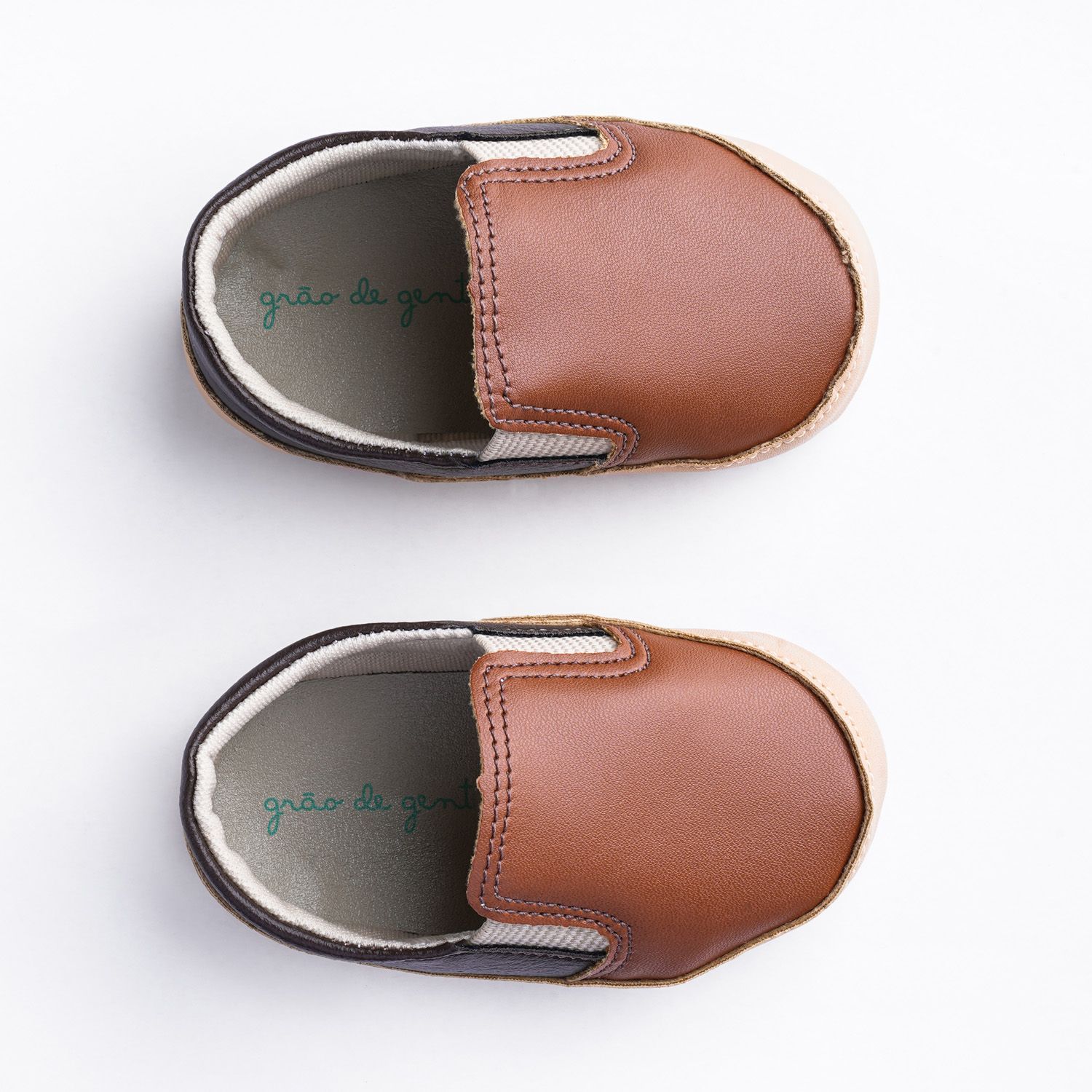 Tênis Bebê Slipper Bicolor Café e Caramelo Tam 18