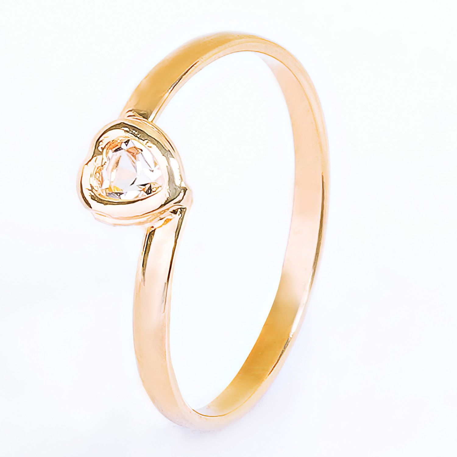 Anel Infantil Coração com Strass Ouro