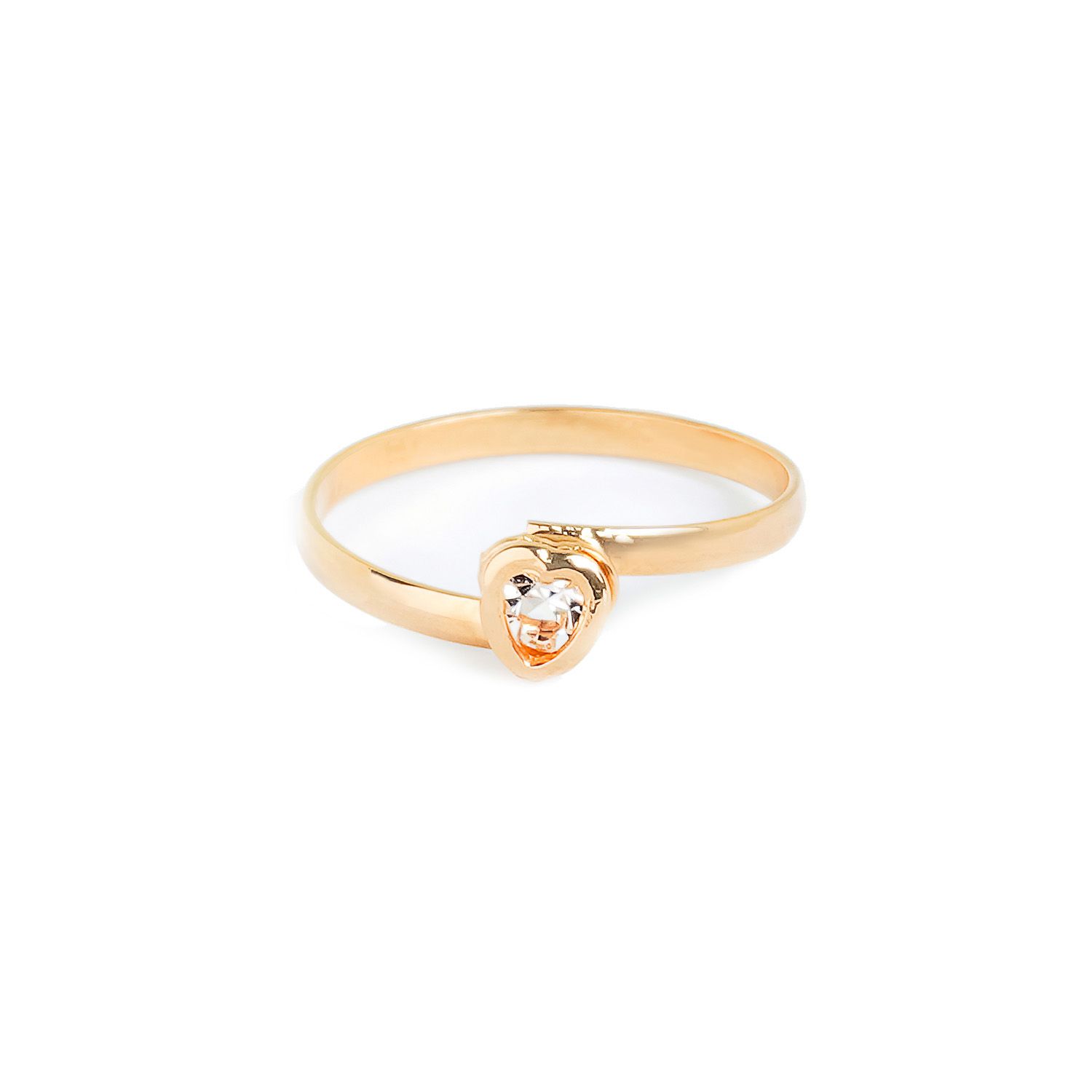 Anel Infantil Coração com Strass Ouro