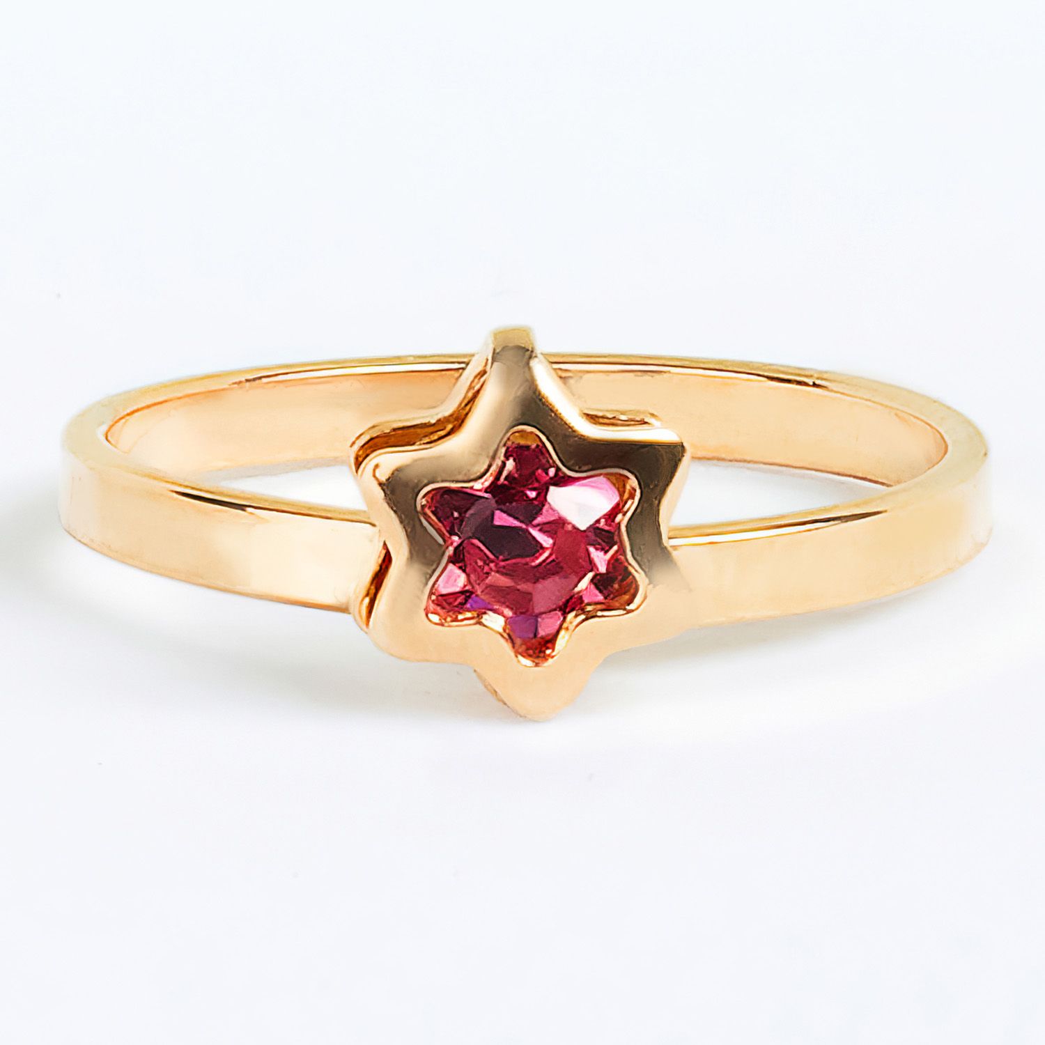 Anel Infantil Estrela com Strass Marsala Ouro