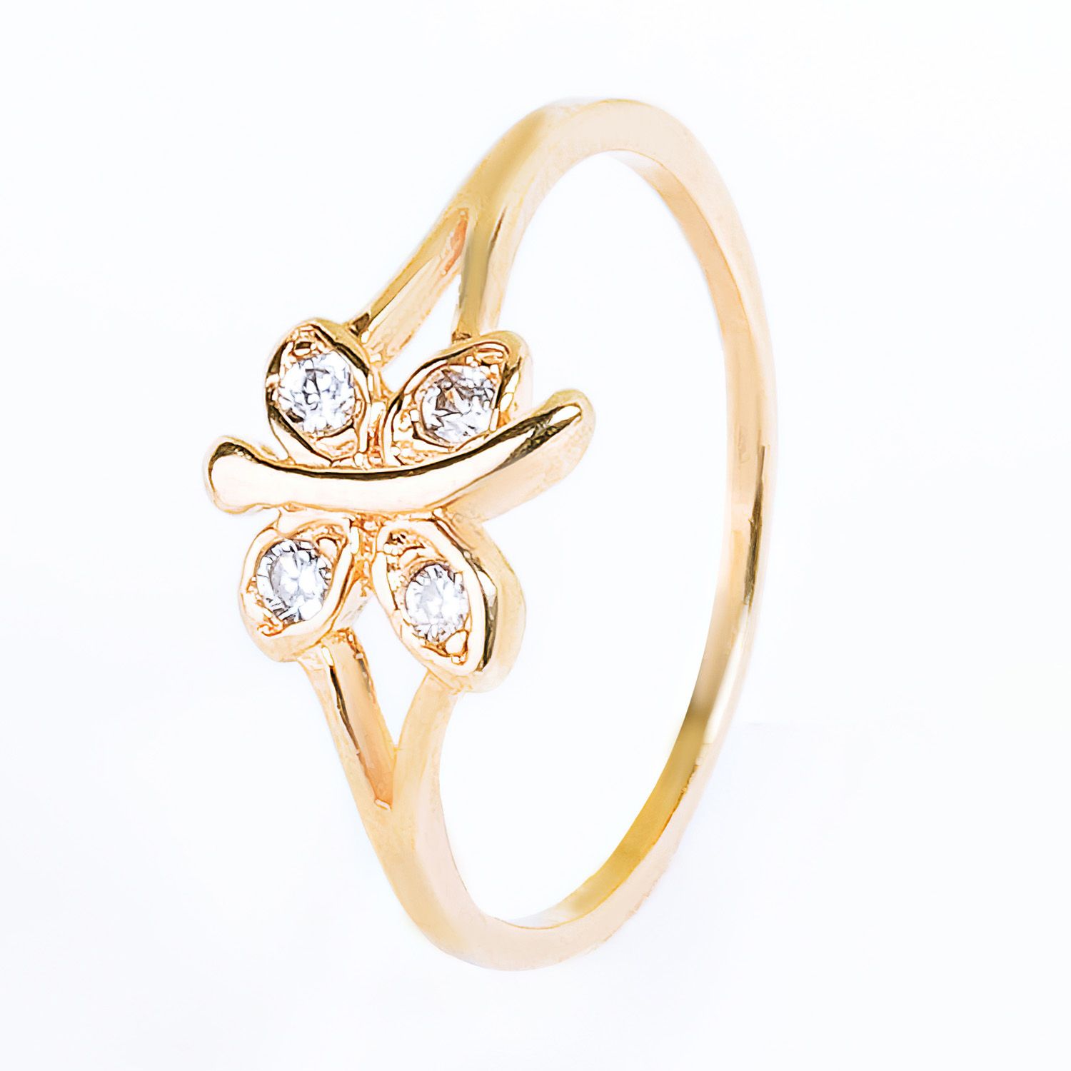 Anel Infantil Borboletinha Branca Ouro