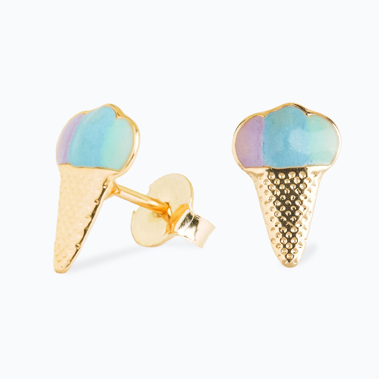 Conjunto Infantil Colar e Brincos Sorvetinho Colorido Ouro