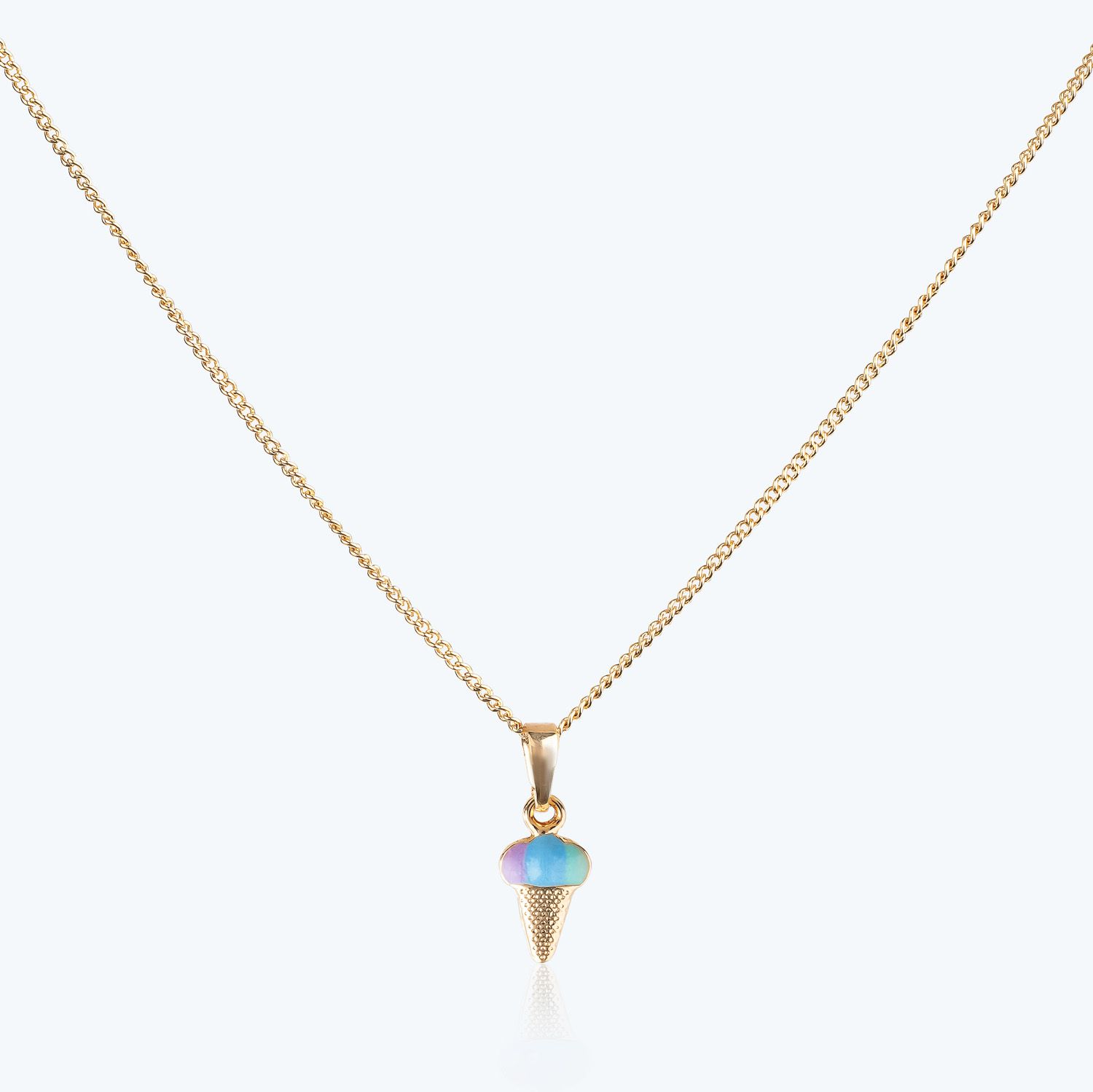 Conjunto Infantil Colar e Brincos Sorvetinho Colorido Ouro