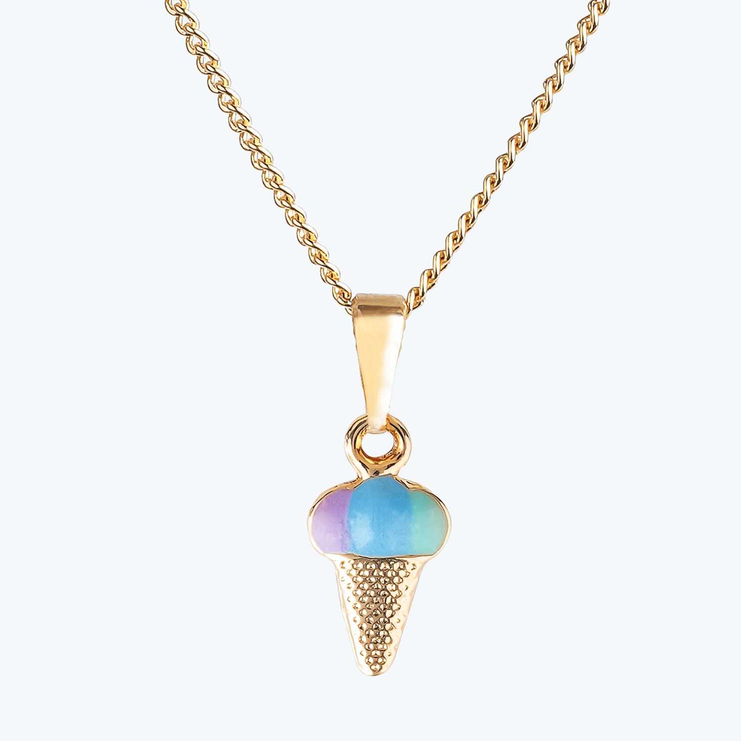 Conjunto Infantil Colar e Brincos Sorvetinho Colorido Ouro