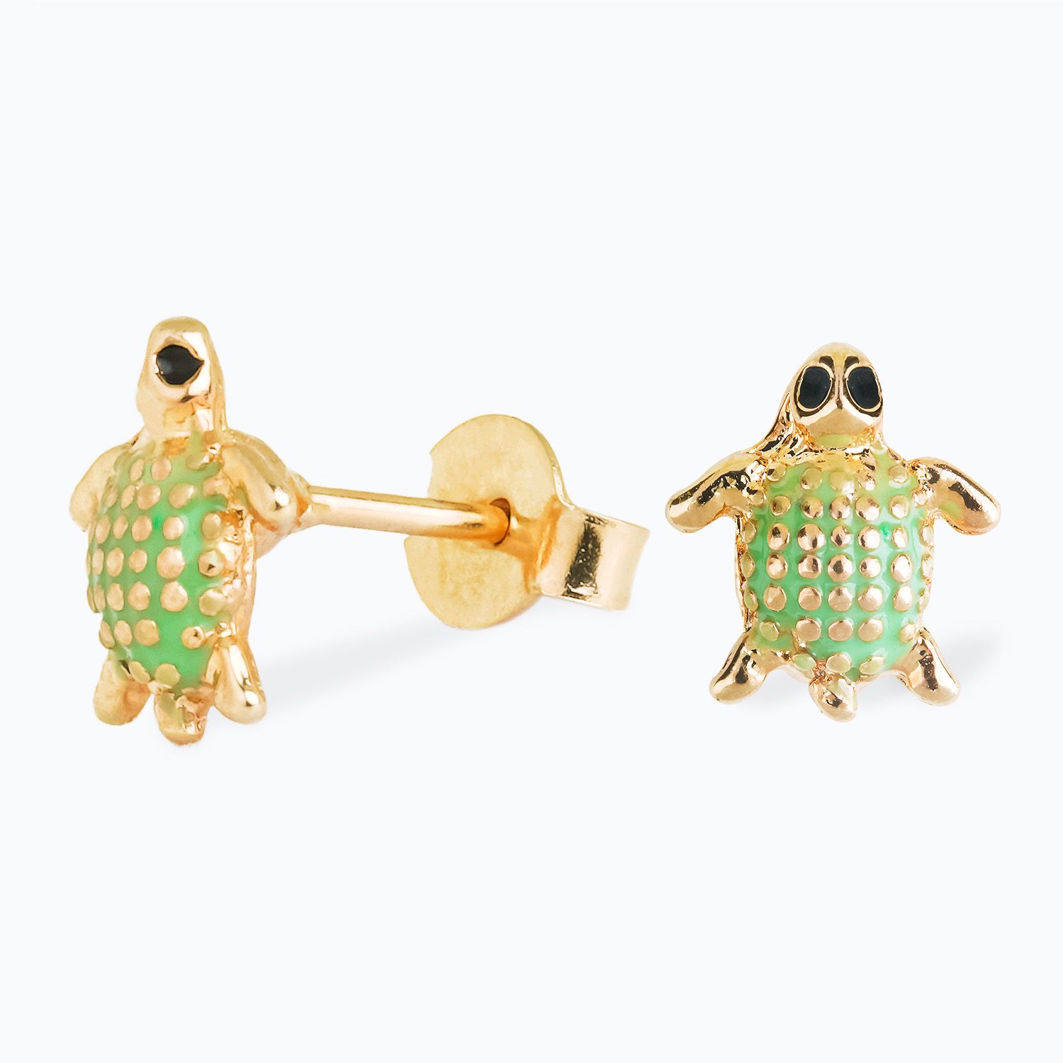 Brinco Infantil Tartaruga Verde e Ouro