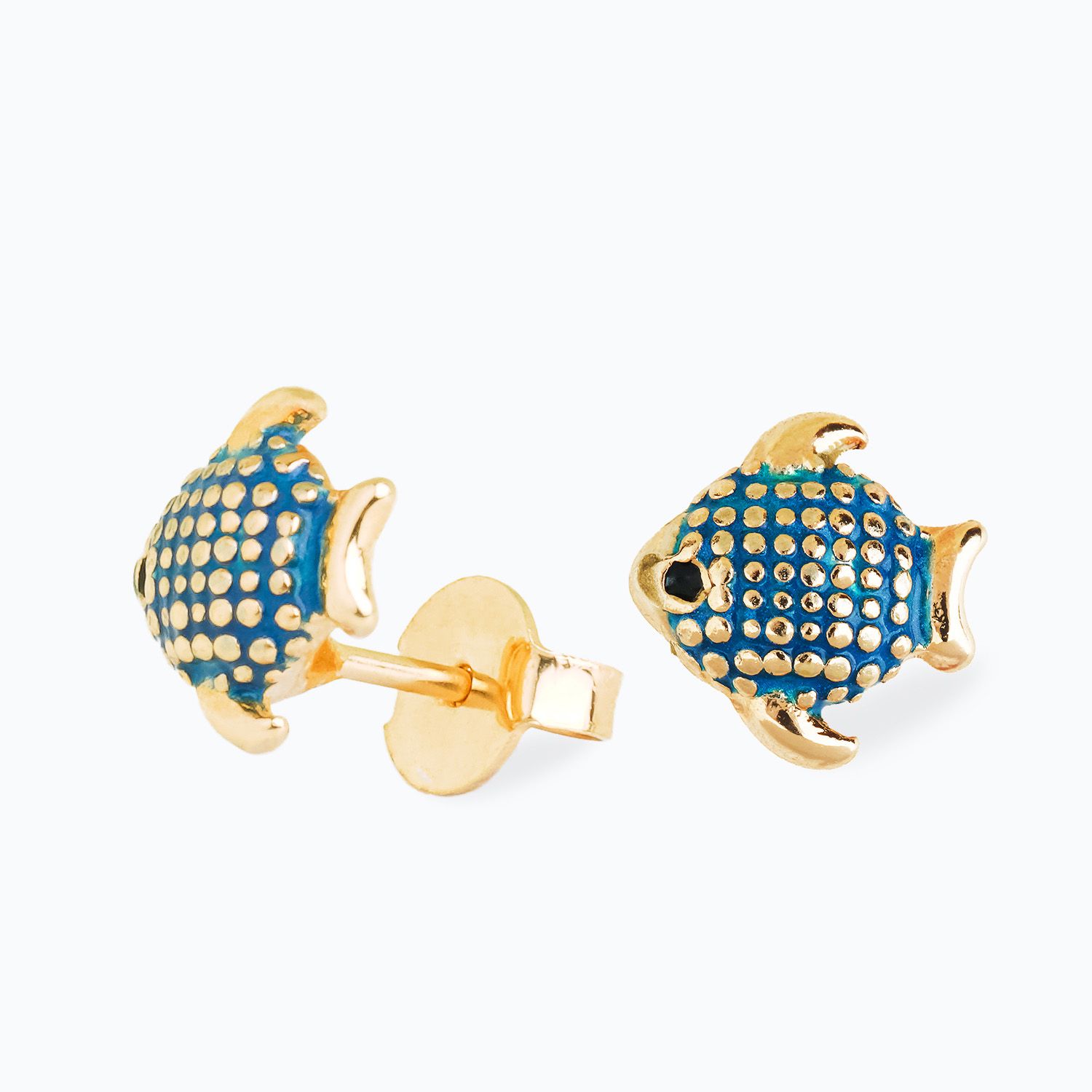 Brinco Infantil Peixinho Azul Ouro