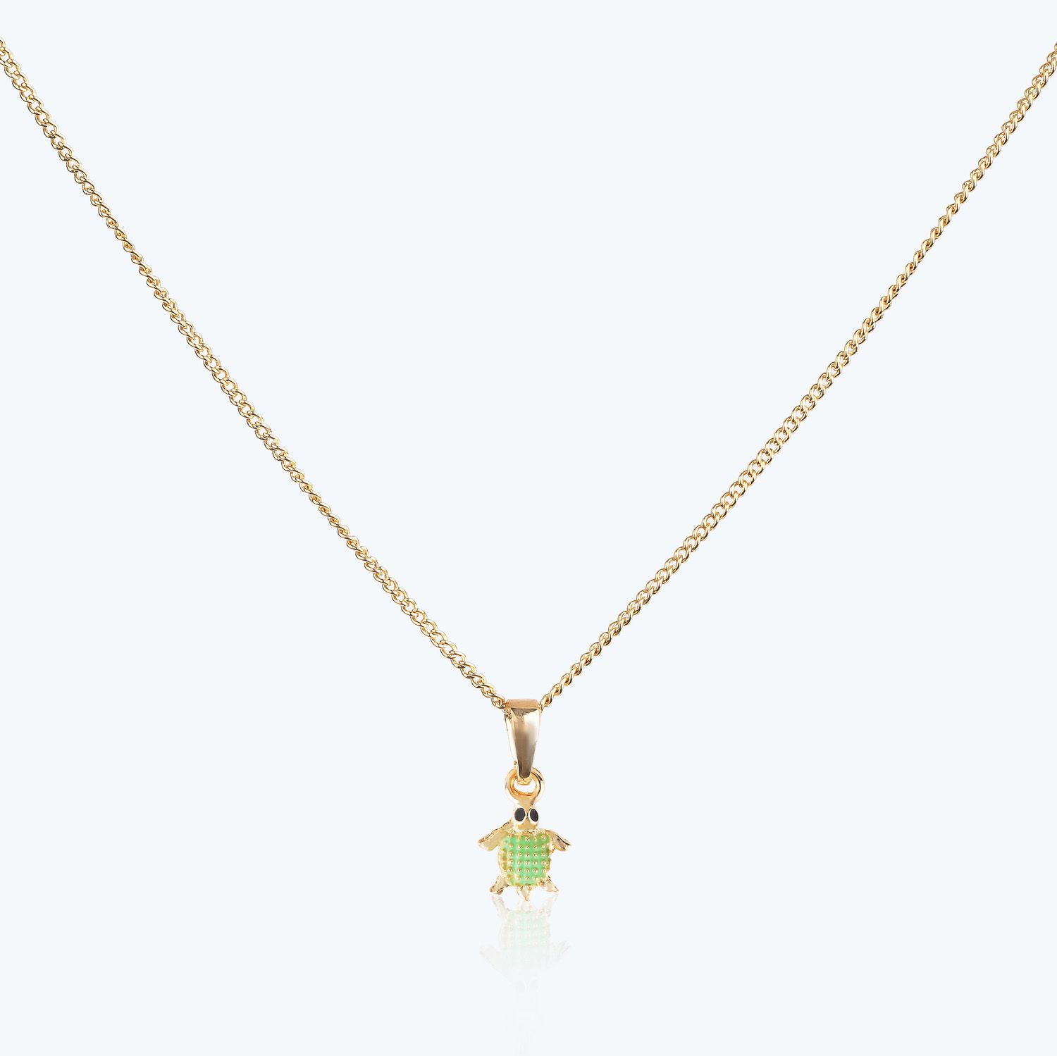 Conjunto Infantil Colar e Brincos Tartaruga Verde e Ouro