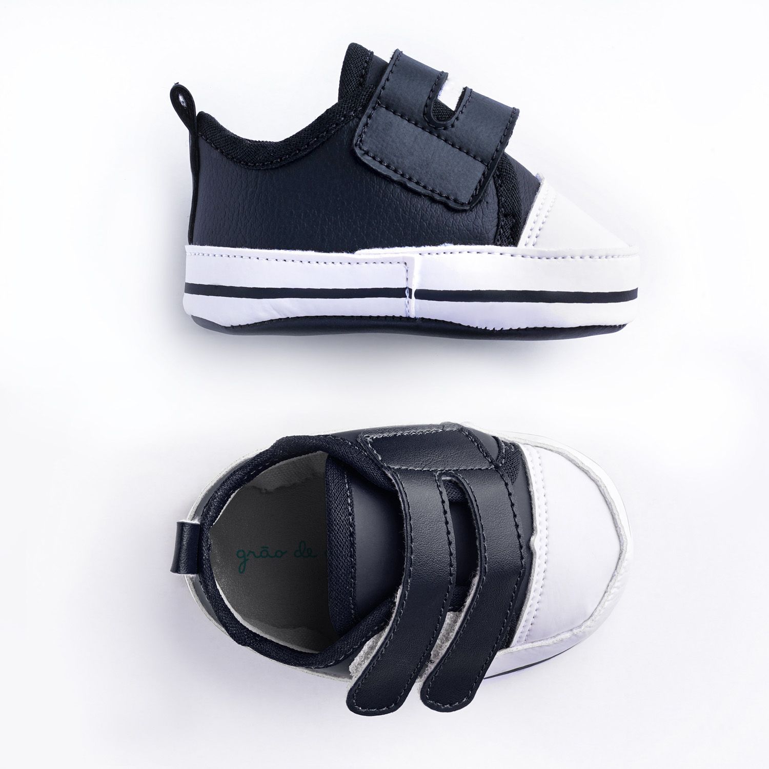 Tênis Bebê Casual Velcro Duplo Preto Tam 16