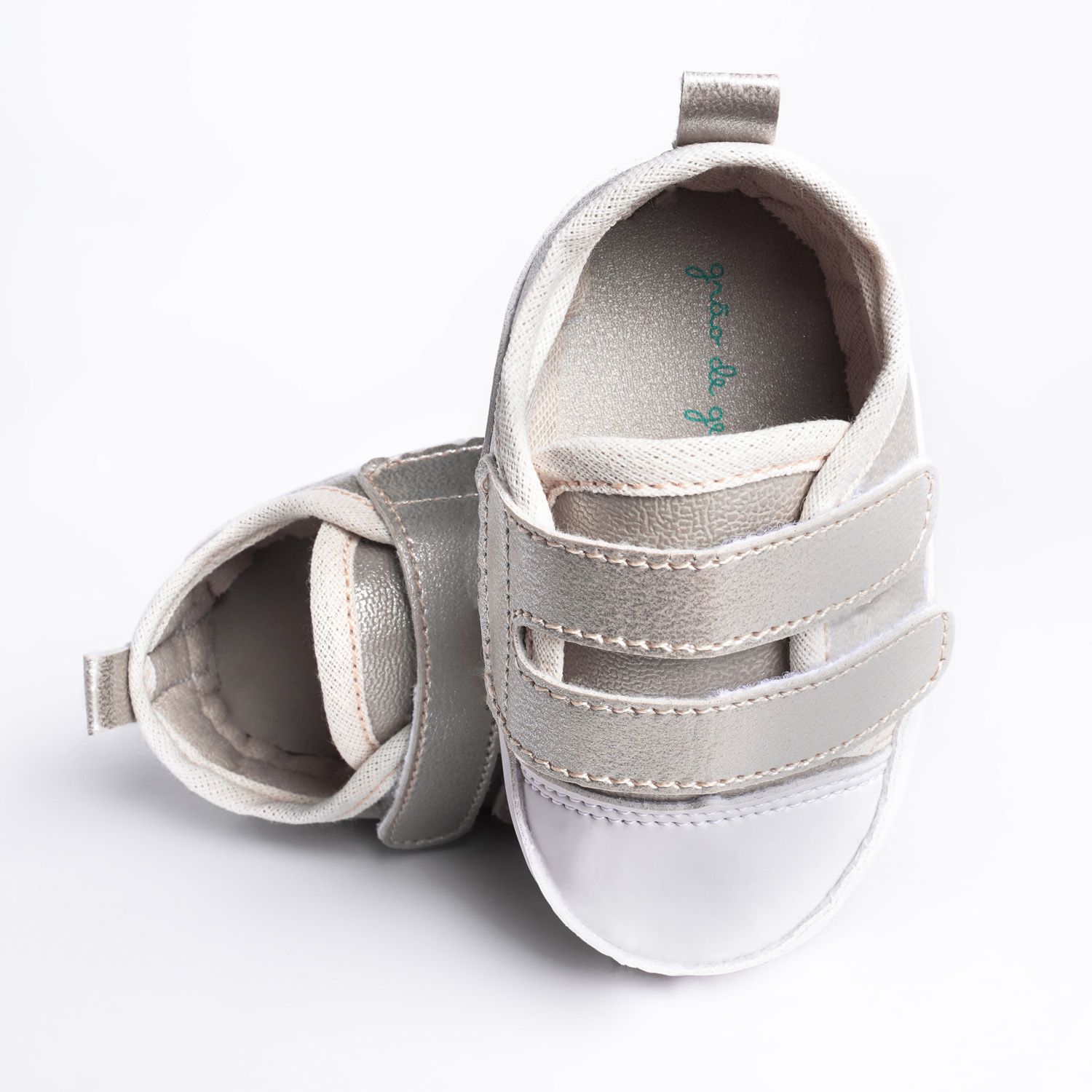 Tênis Bebê Casual Velcro Duplo Dourado Tam 17