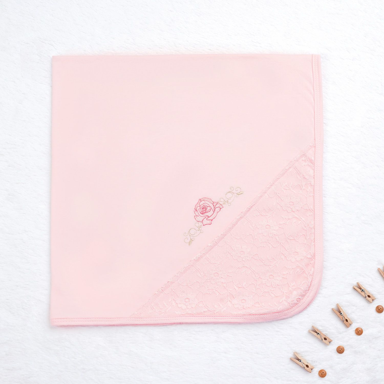 Saída Maternidade Renda Delicada Rosa 03 Peças