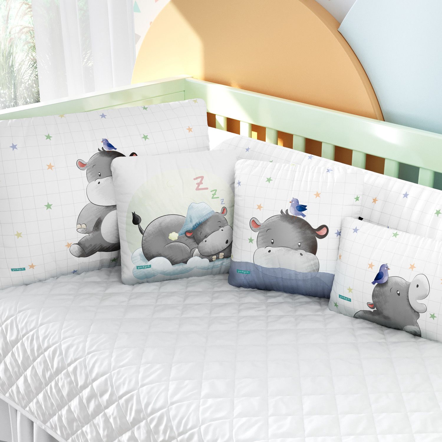 Kit Berço Trança Hipopótamo Estrelinha