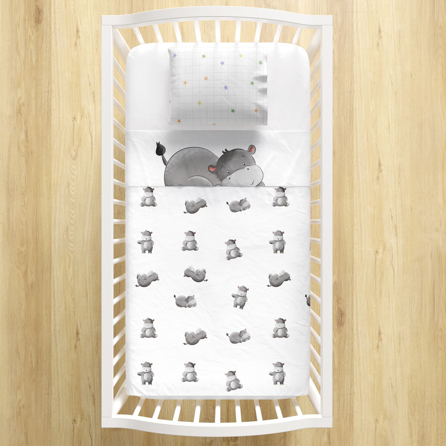 Jogo de Lençol Berço Hipopótamo 3 peças