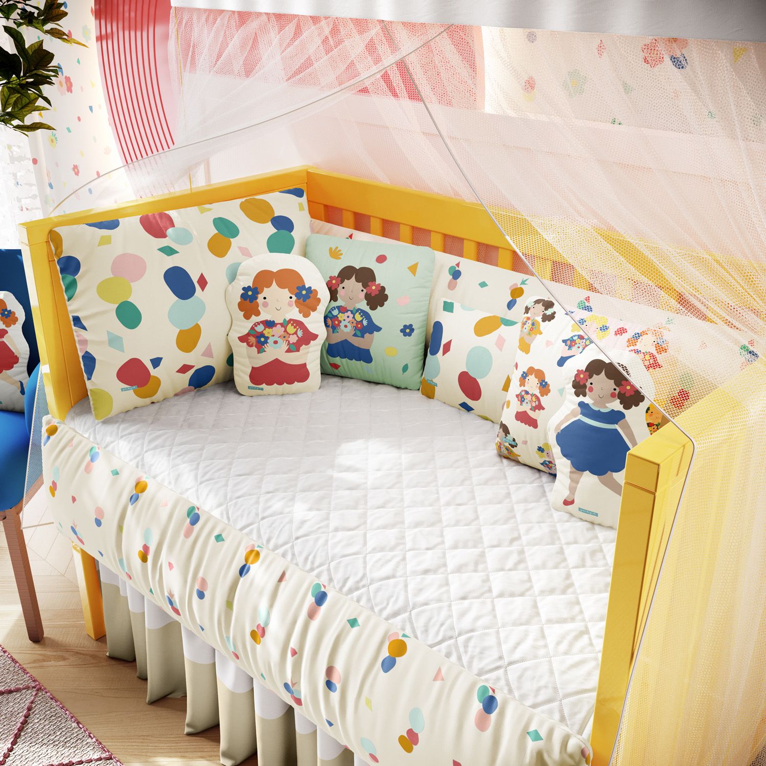 Kit Berço Colorido Menina Flor