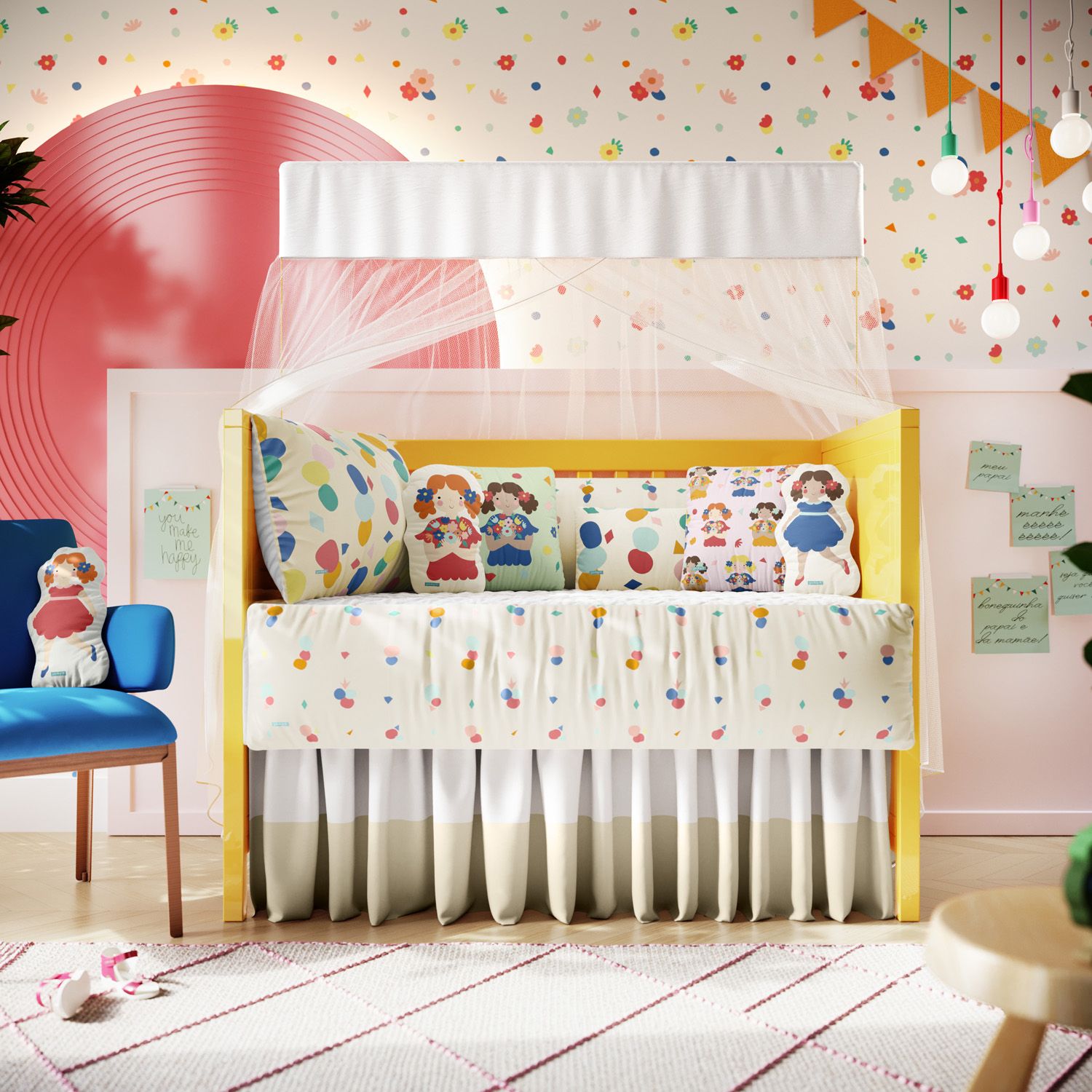 Kit Berço Colorido Menina Flor