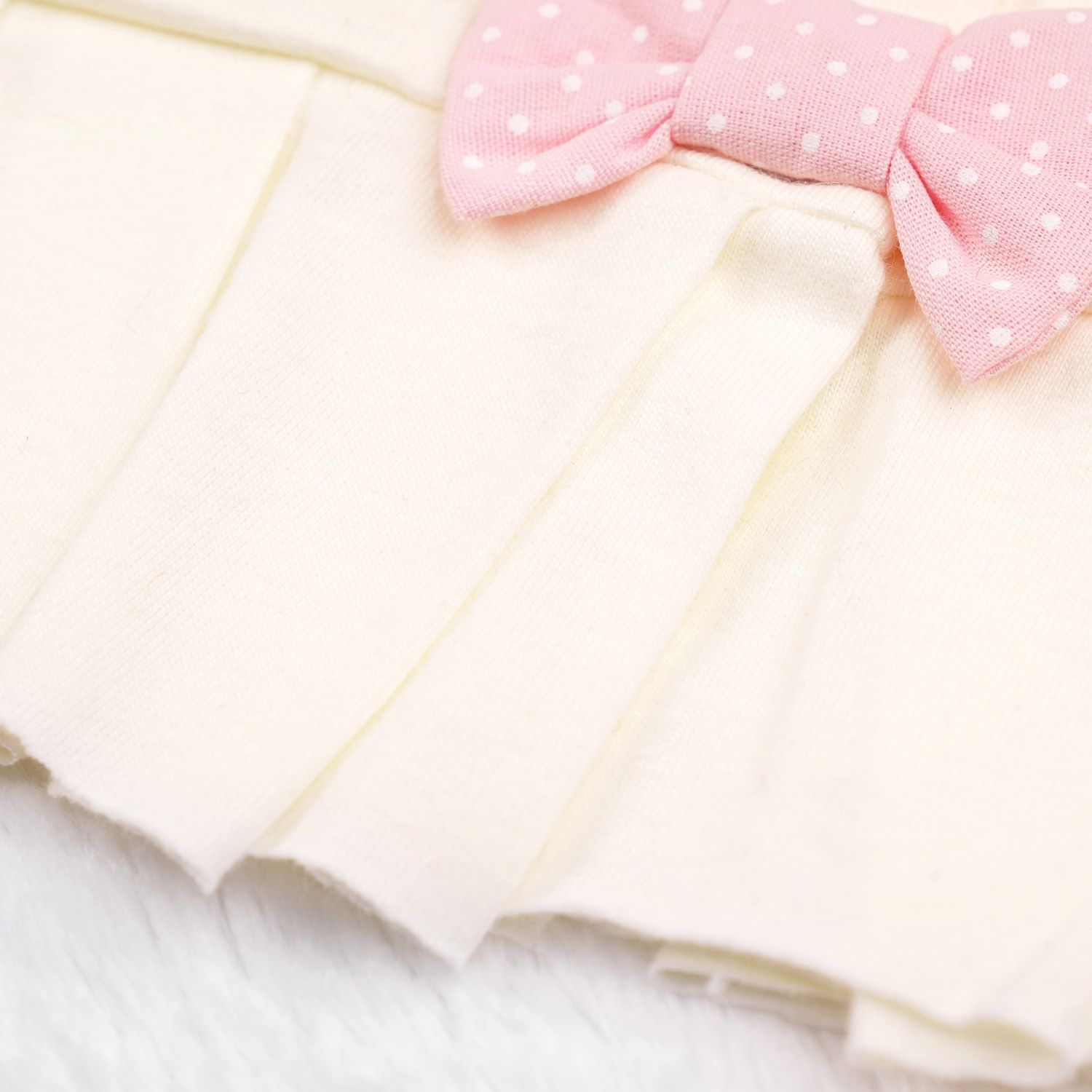 Saída Maternidade Ursinha Poá Rosa e Creme 04 Peças