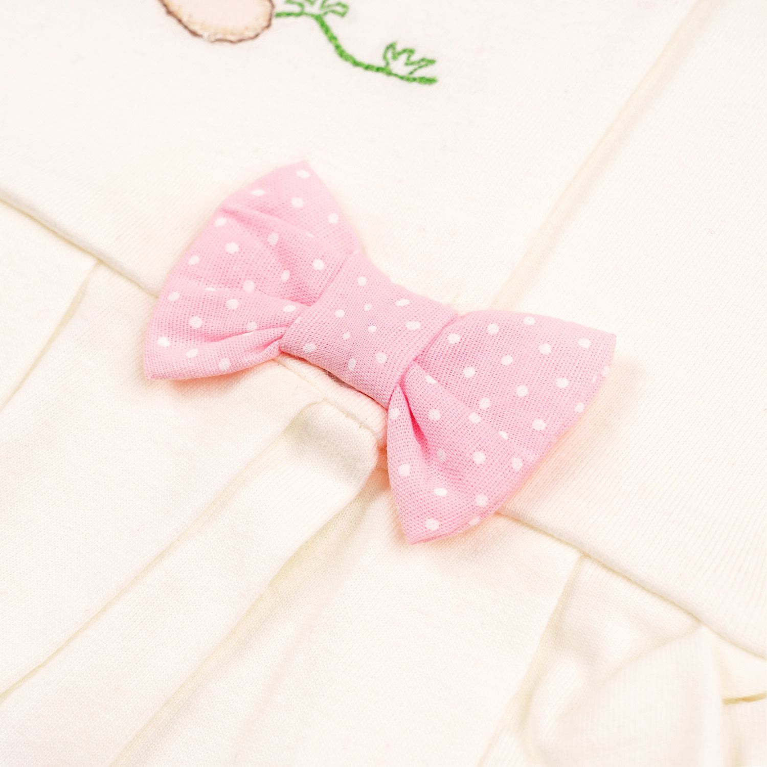 Saída Maternidade Ursinha Poá Rosa e Creme 04 Peças