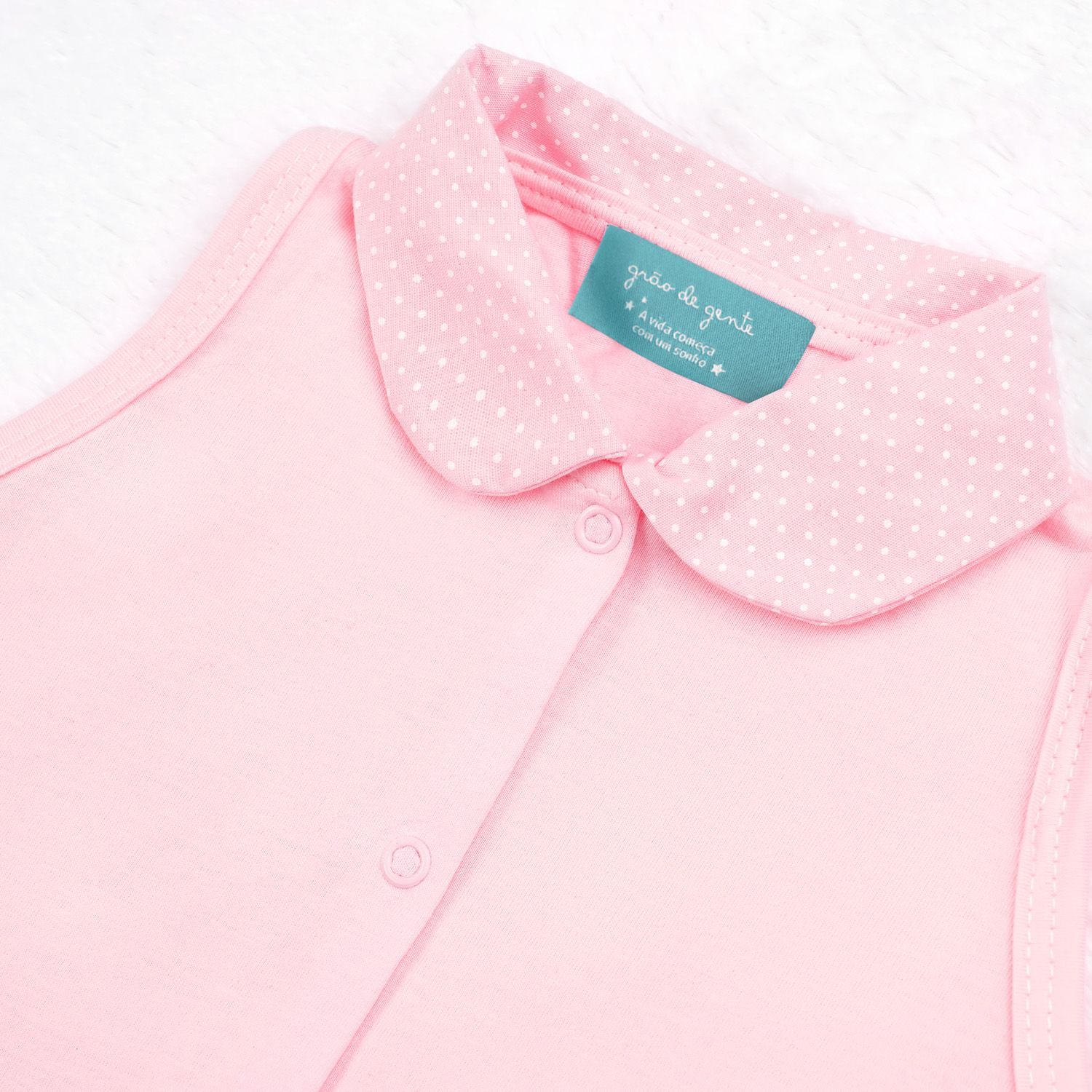 Saída Maternidade Ursinha Poá Rosa e Creme 04 Peças