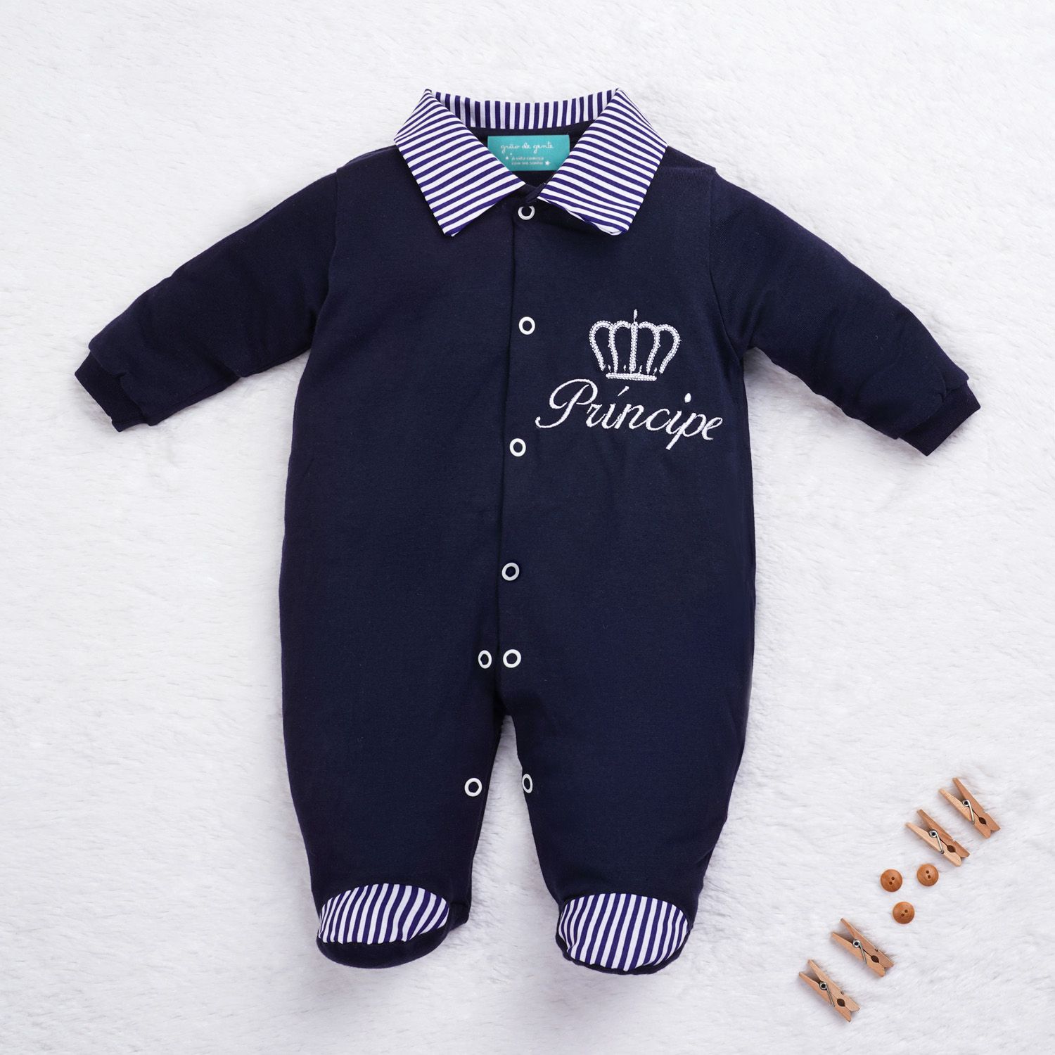Saída Maternidade Menino Príncipe Azul Marinho 04 Peças