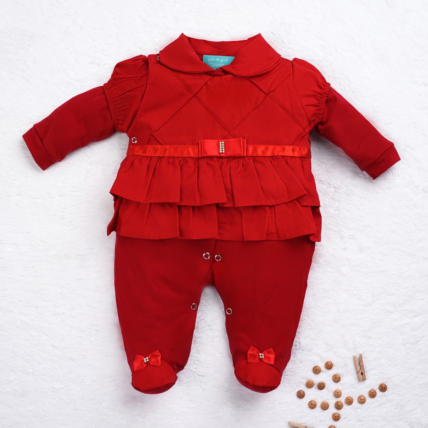 Saída Maternidade Imperatriz Vermelho 03 Peças