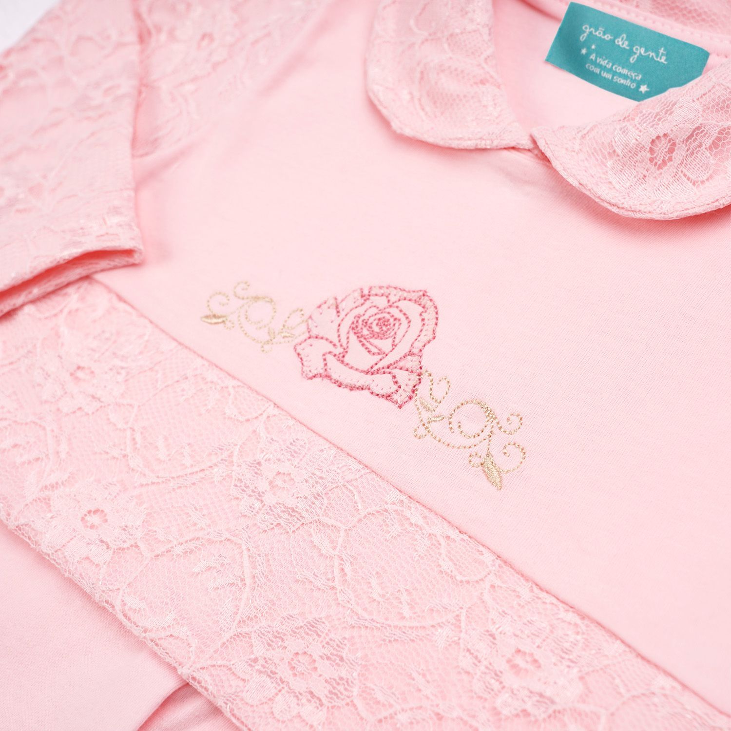 Saída Maternidade Renda Delicada Rosa 03 Peças