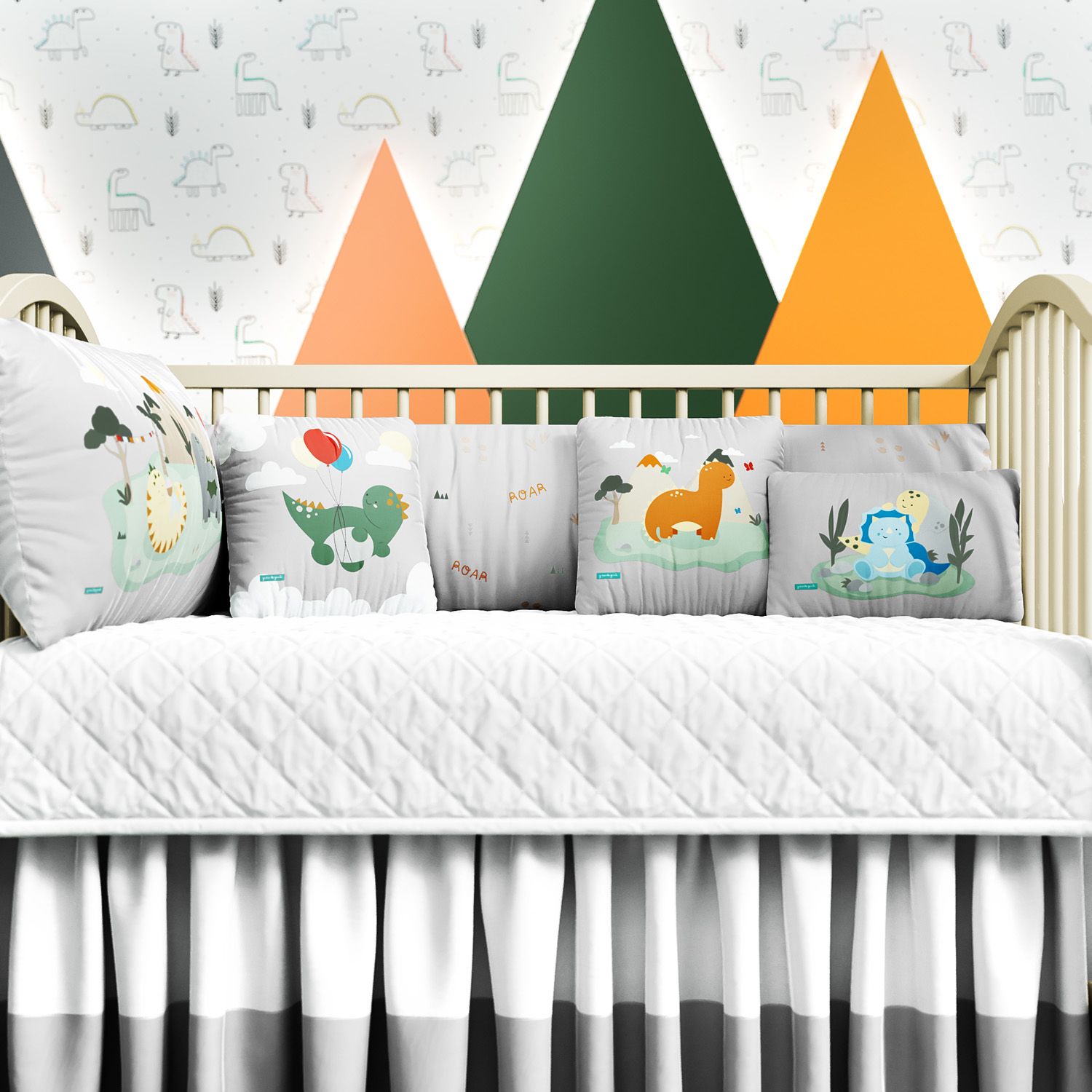 Kit Berço Trança Dinossauro Aquarela