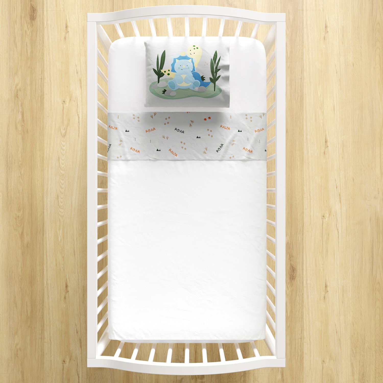 Jogo de Lençol Berço Dinossauro Aquarela 3 peças