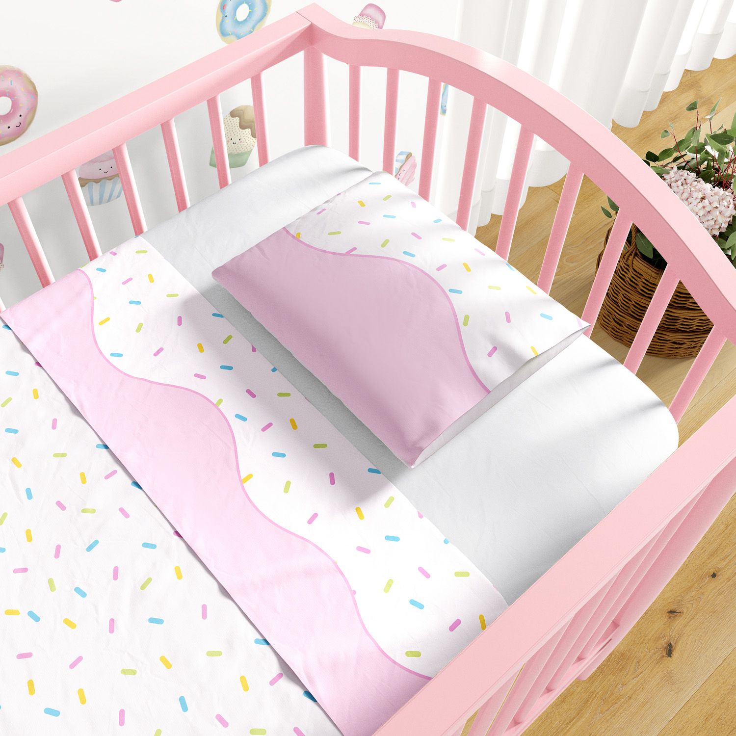 Jogo de Lençol Berço Granulado Colorido 3 peças
