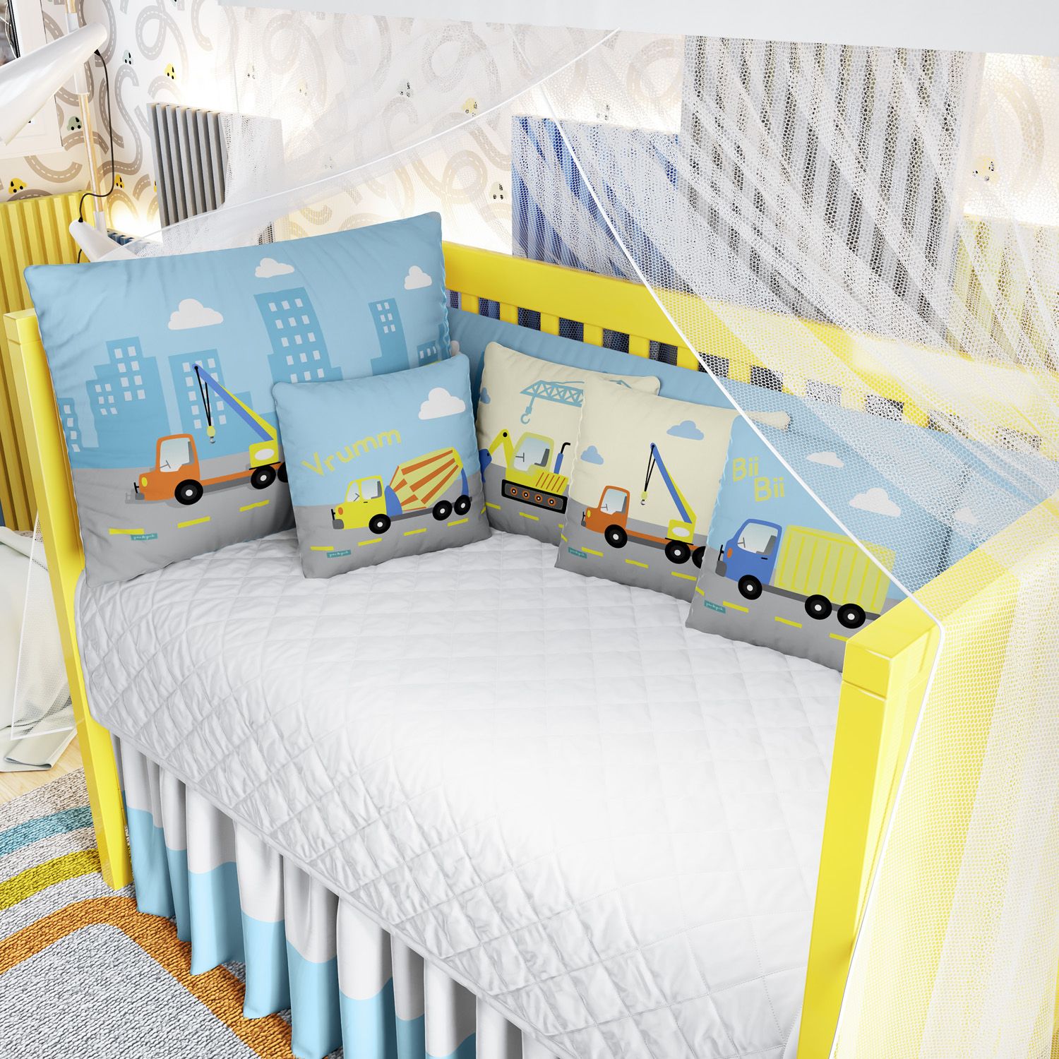 Kit Berço Trança Caminhão Azul